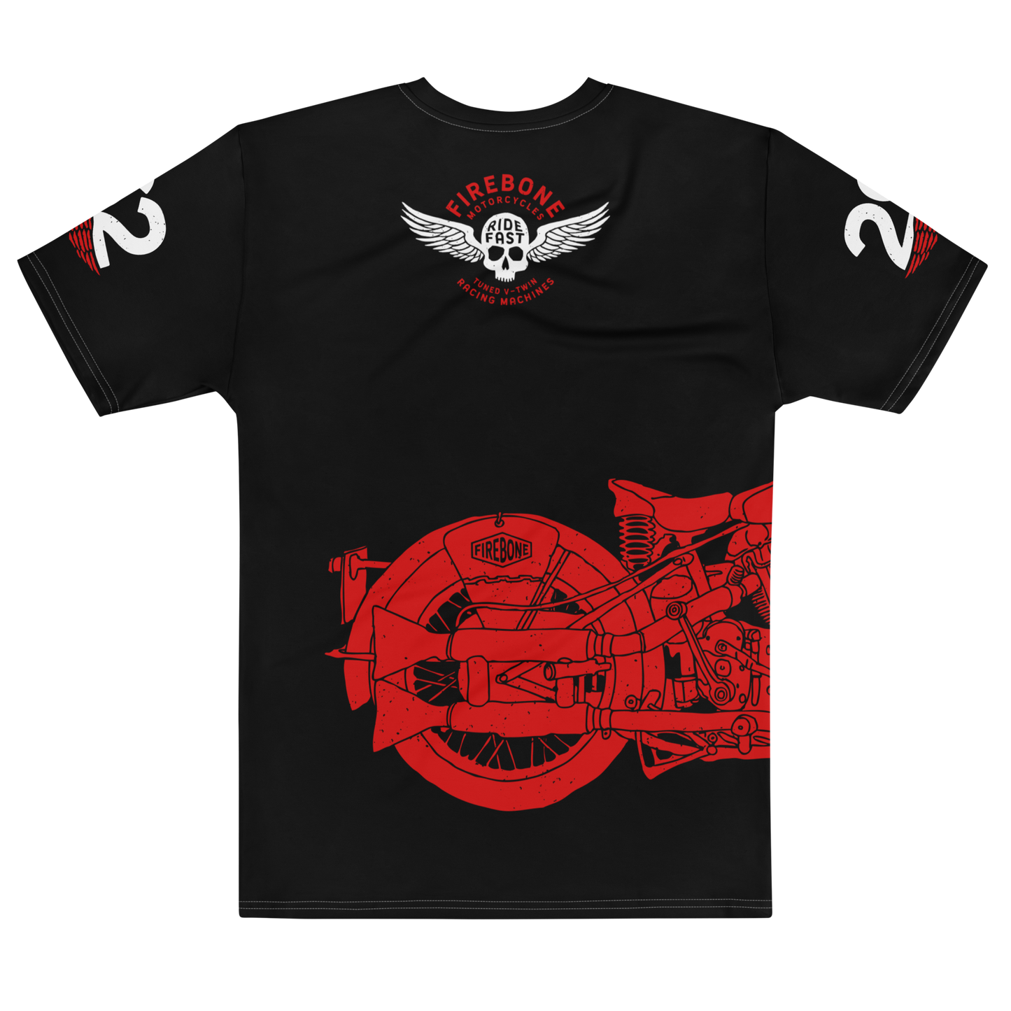 2962 Vintage Motorcycle t-shirt Red 'N' White on Black