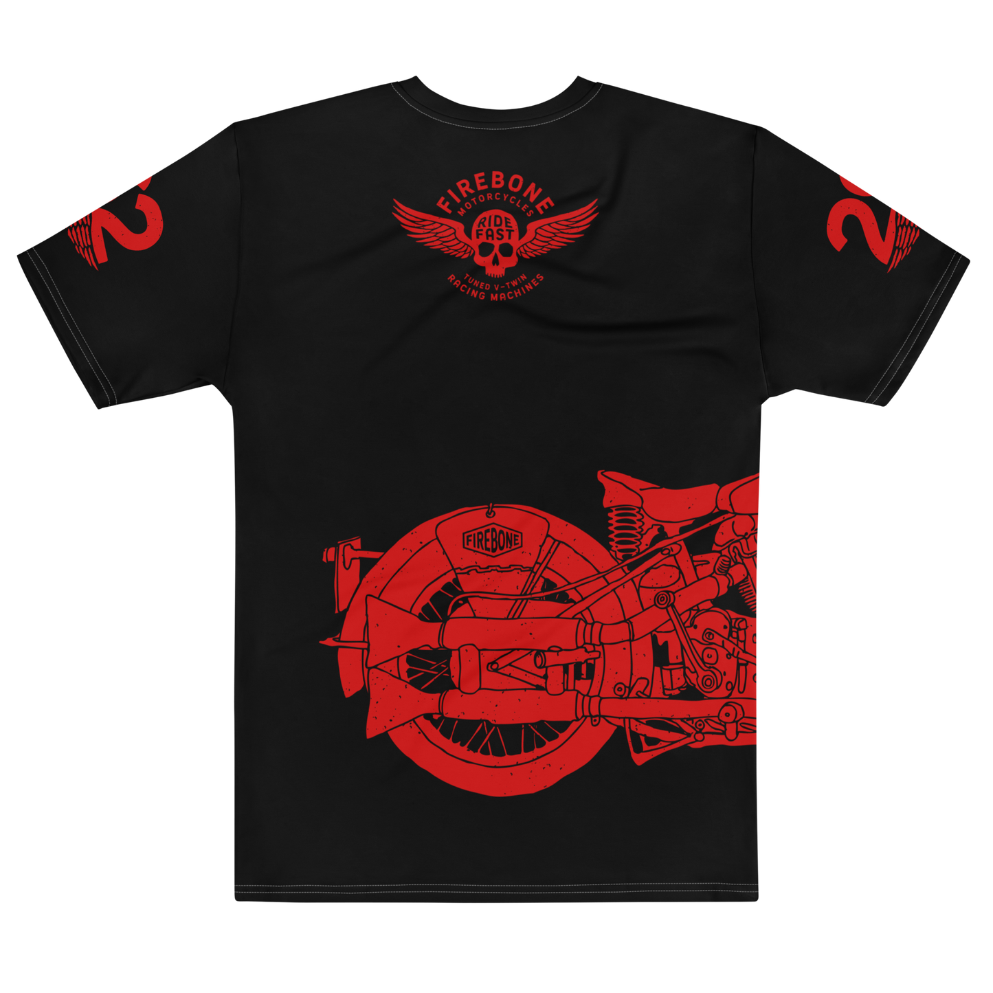2962 Vintage Motorcycle t-shirt Red on Black