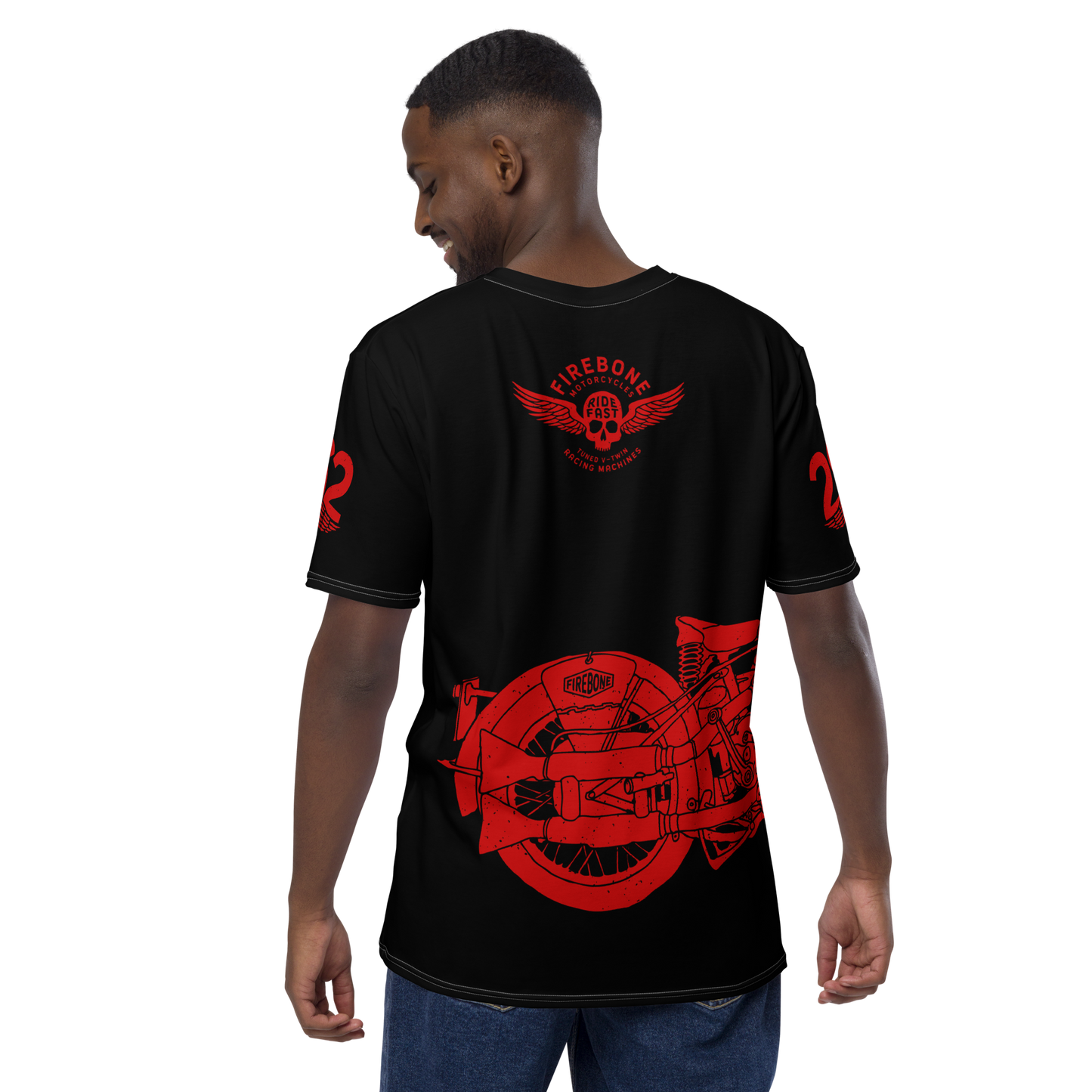 2962 Vintage Motorcycle t-shirt Red on Black
