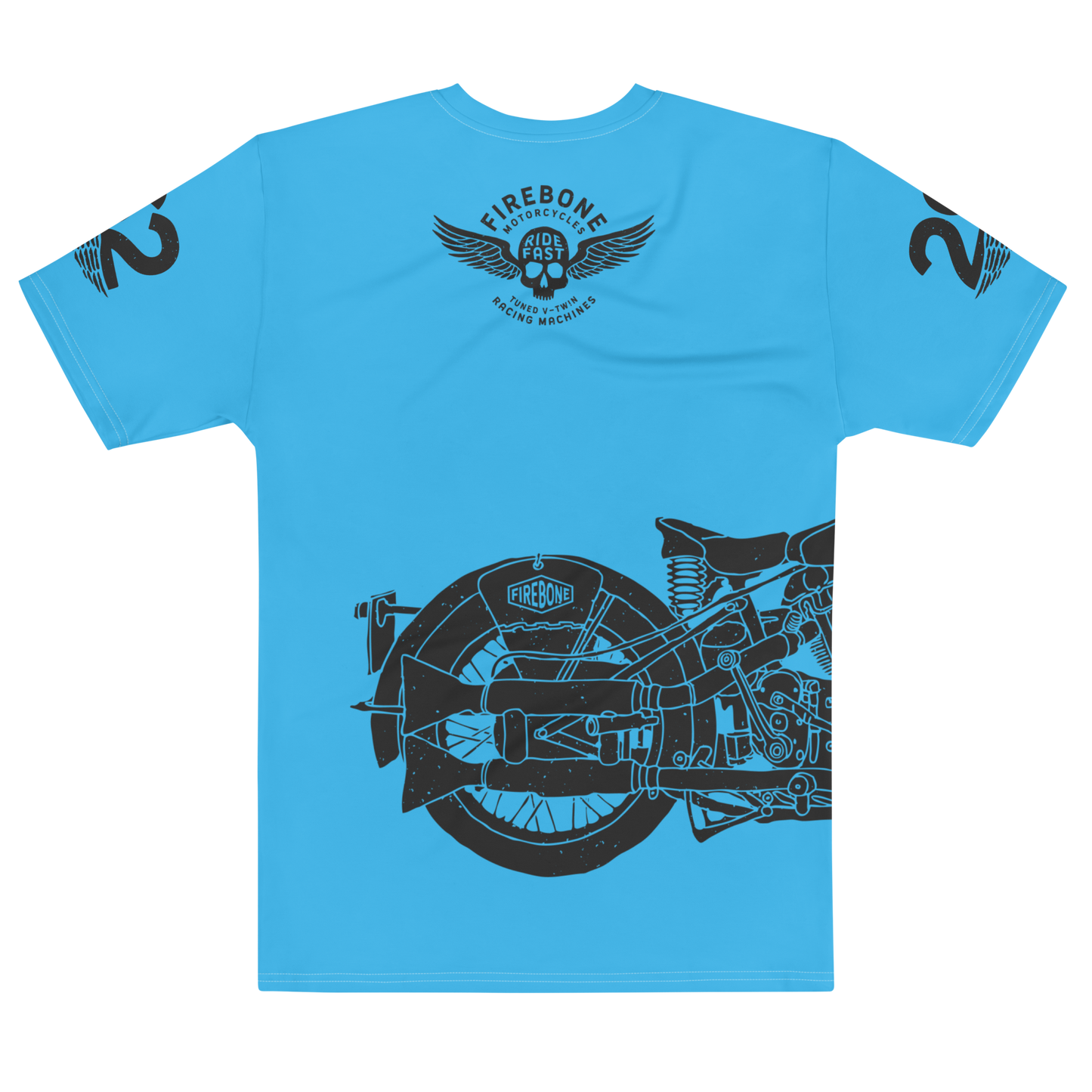2962 Vintage Motorcycle t-shirt Dark Grey on Blue