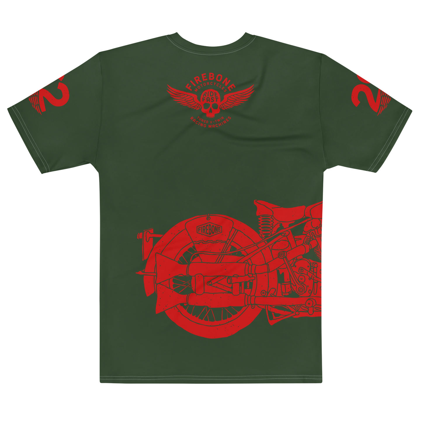 2962 Vintage Motorcycle t-shirt Red on Myrtle Green