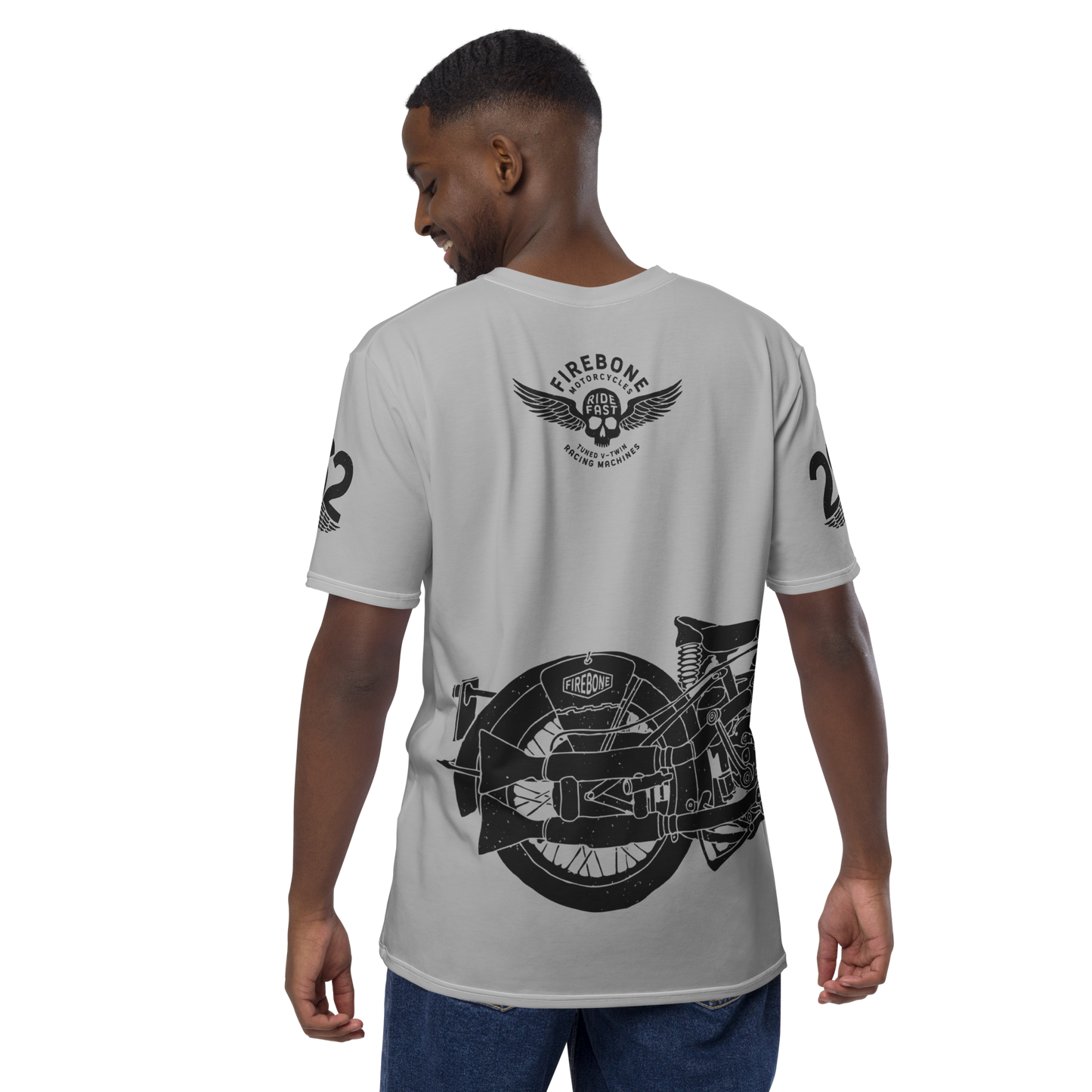 2962 Vintage Motorcycle t-shirt Dark Grey on Silver