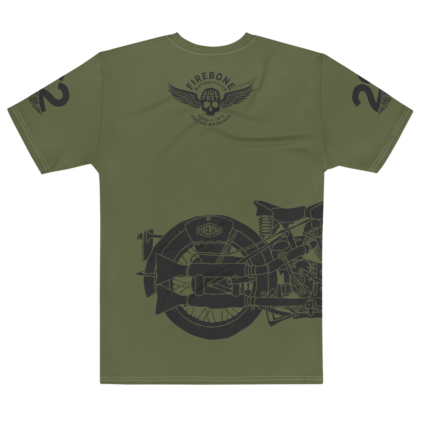 2962 Vintage Motorcycle T-shirt Dark Grey on Saratoga Green