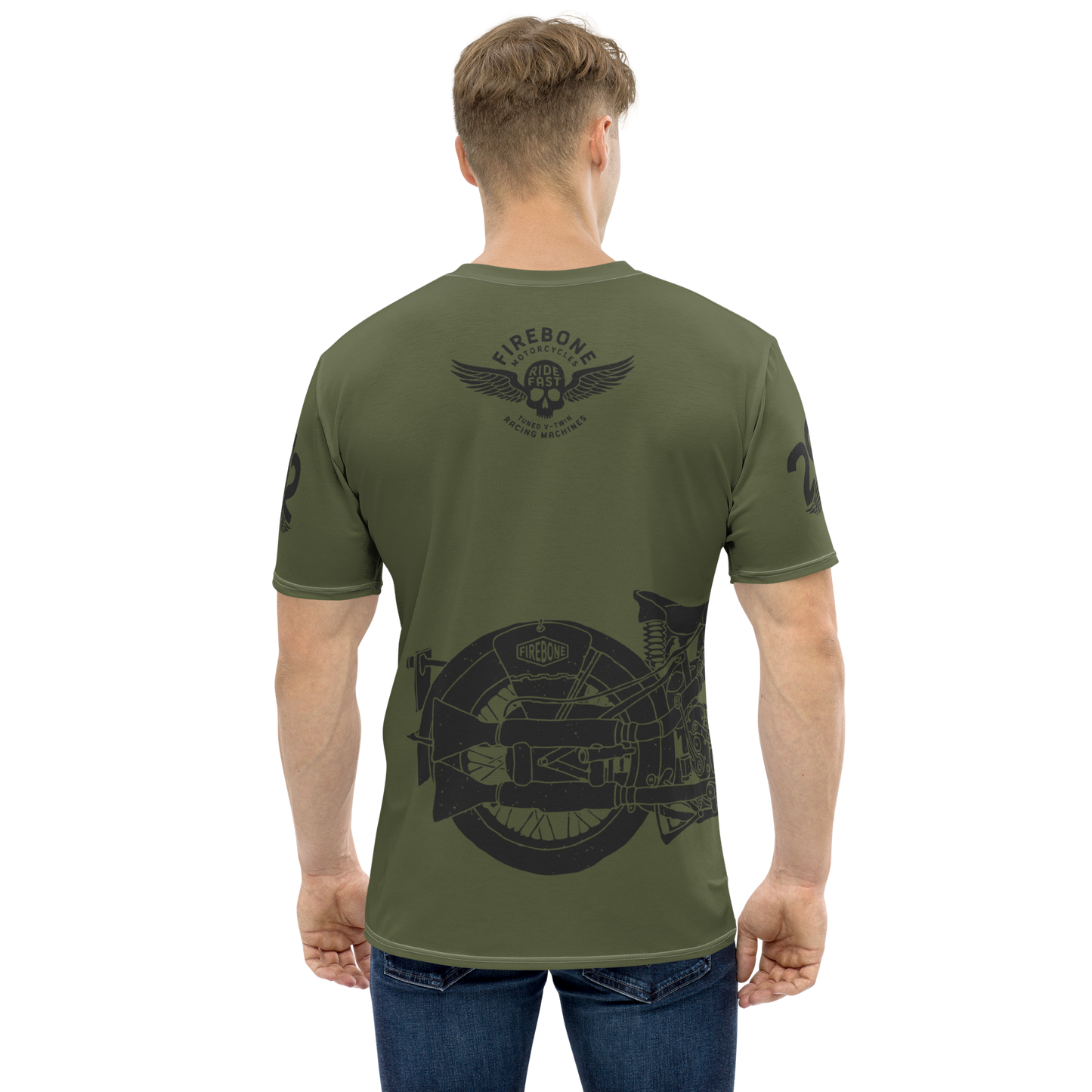 2962 Vintage Motorcycle T-shirt Dark Grey on Saratoga Green