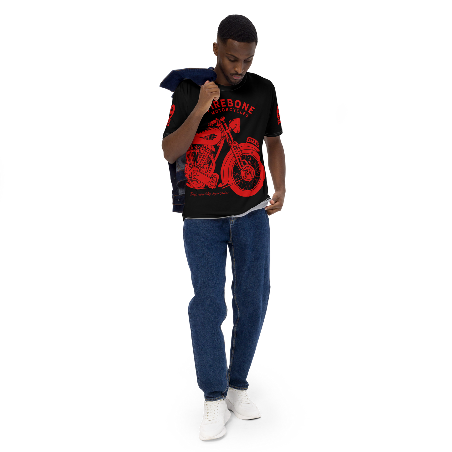2962 Vintage Motorcycle t-shirt Red on Black