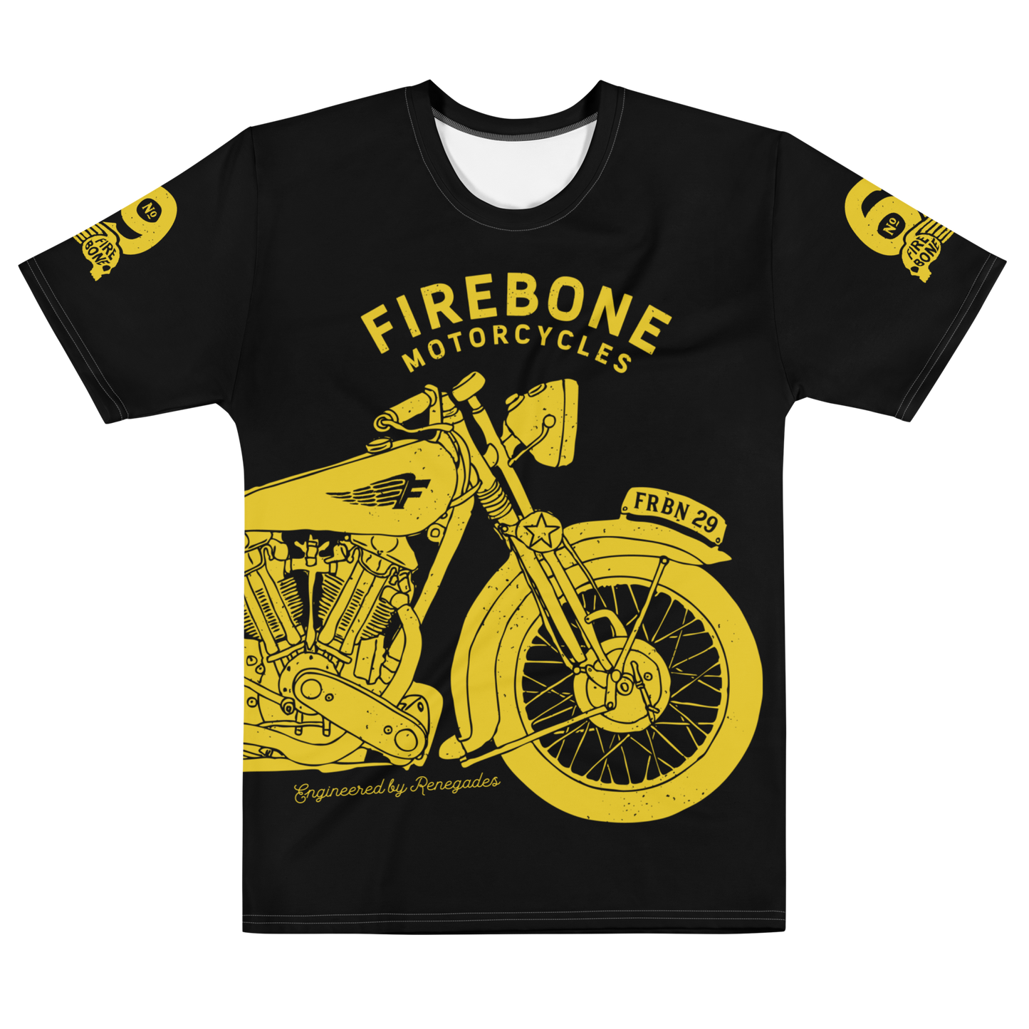 2962 Vintage Motorcycle Yellow on Black