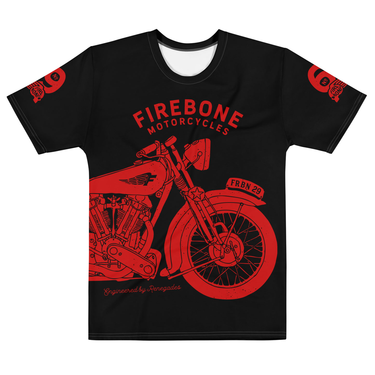 2962 Vintage Motorcycle t-shirt Red on Black