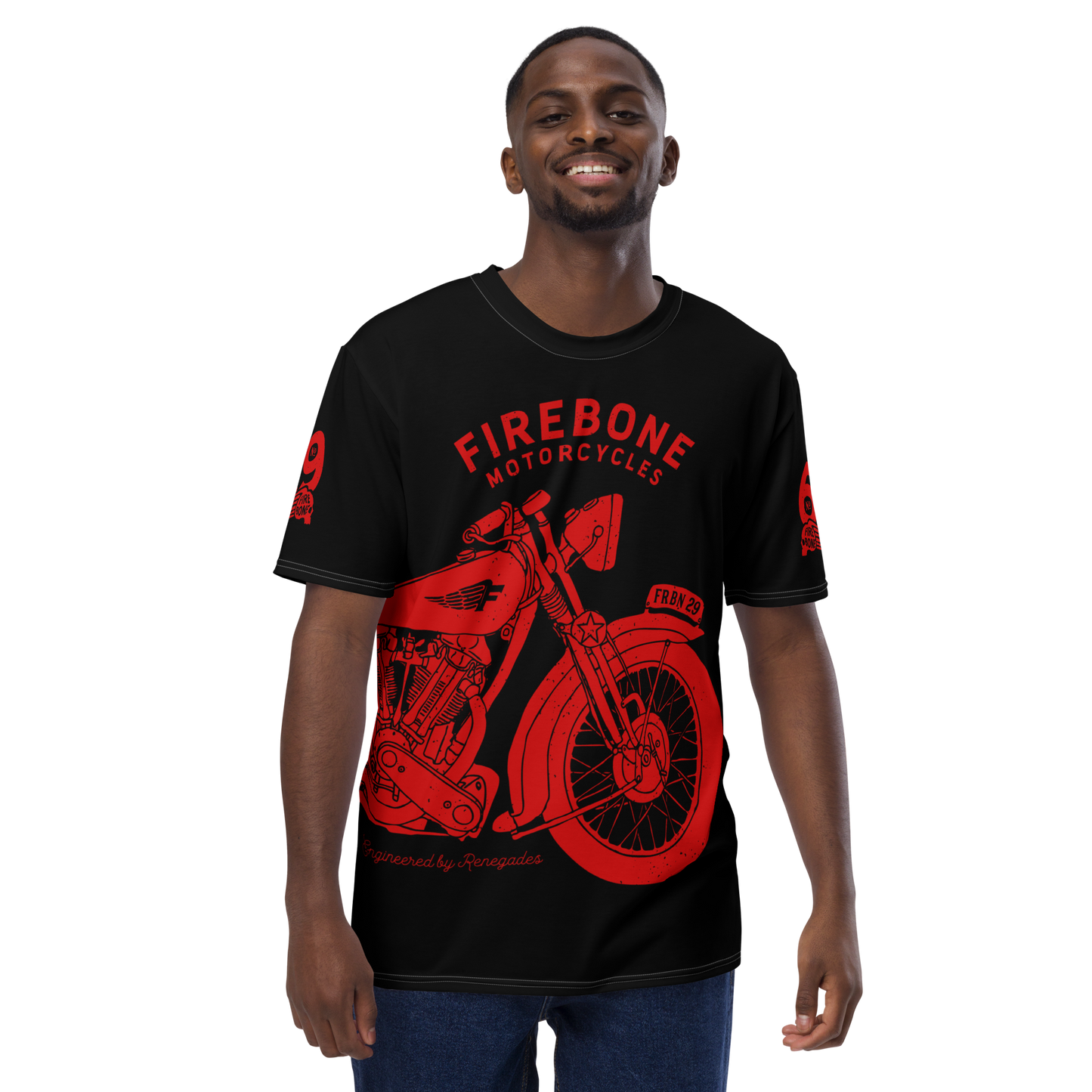 2962 Vintage Motorcycle t-shirt Red on Black