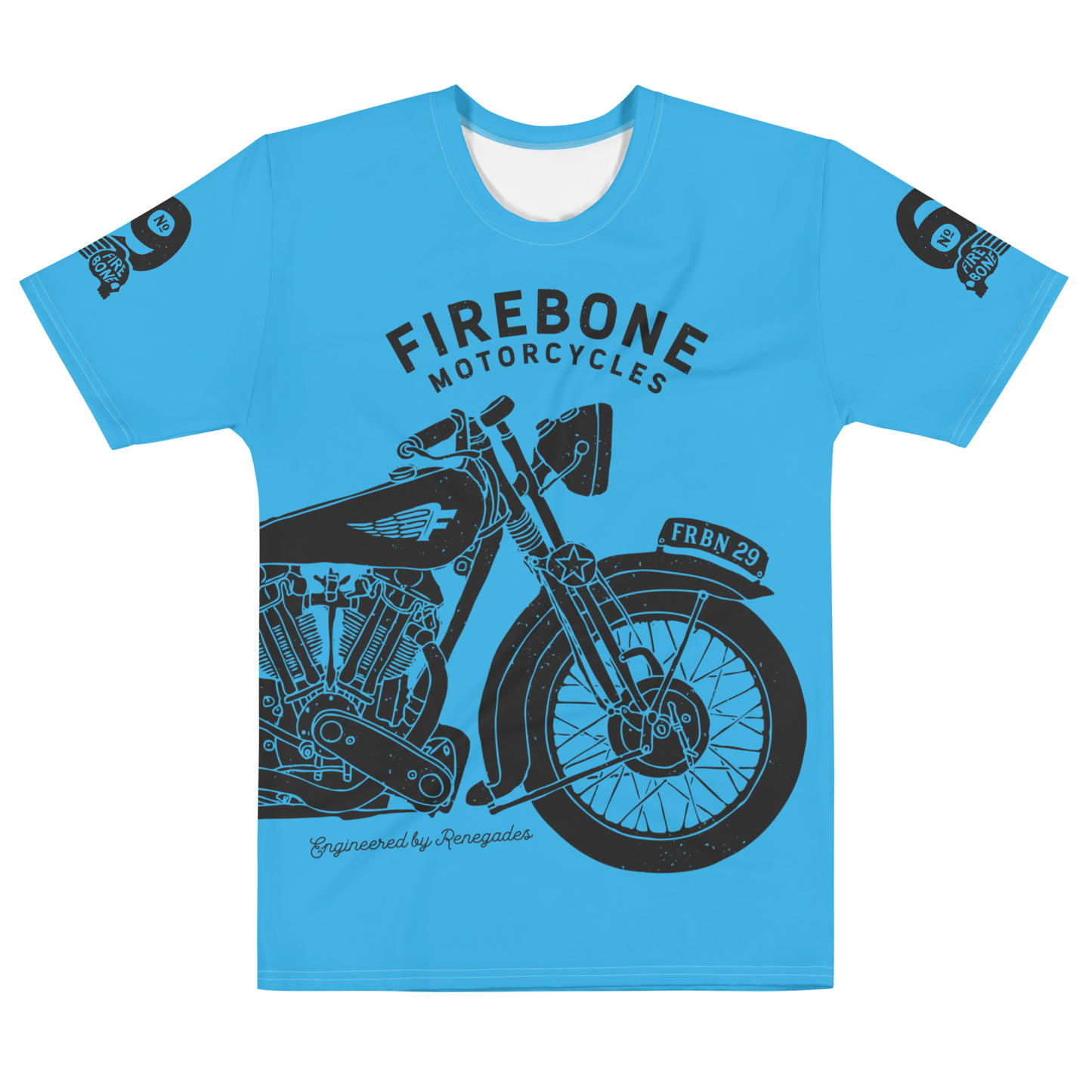 2962 Vintage Motorcycle t-shirt Dark Grey on Blue