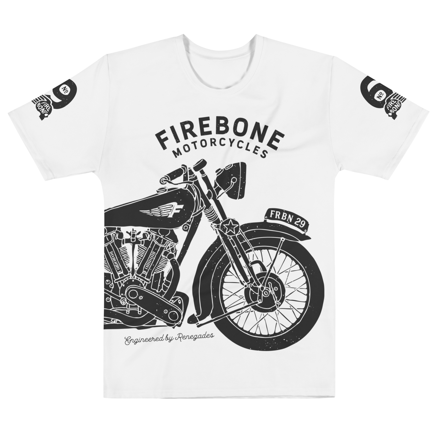 2962 Vintage Motorcycle t-shirt Dark Grey on White