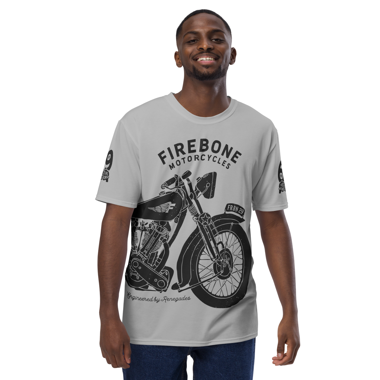 2962 Vintage Motorcycle t-shirt Dark Grey on Silver