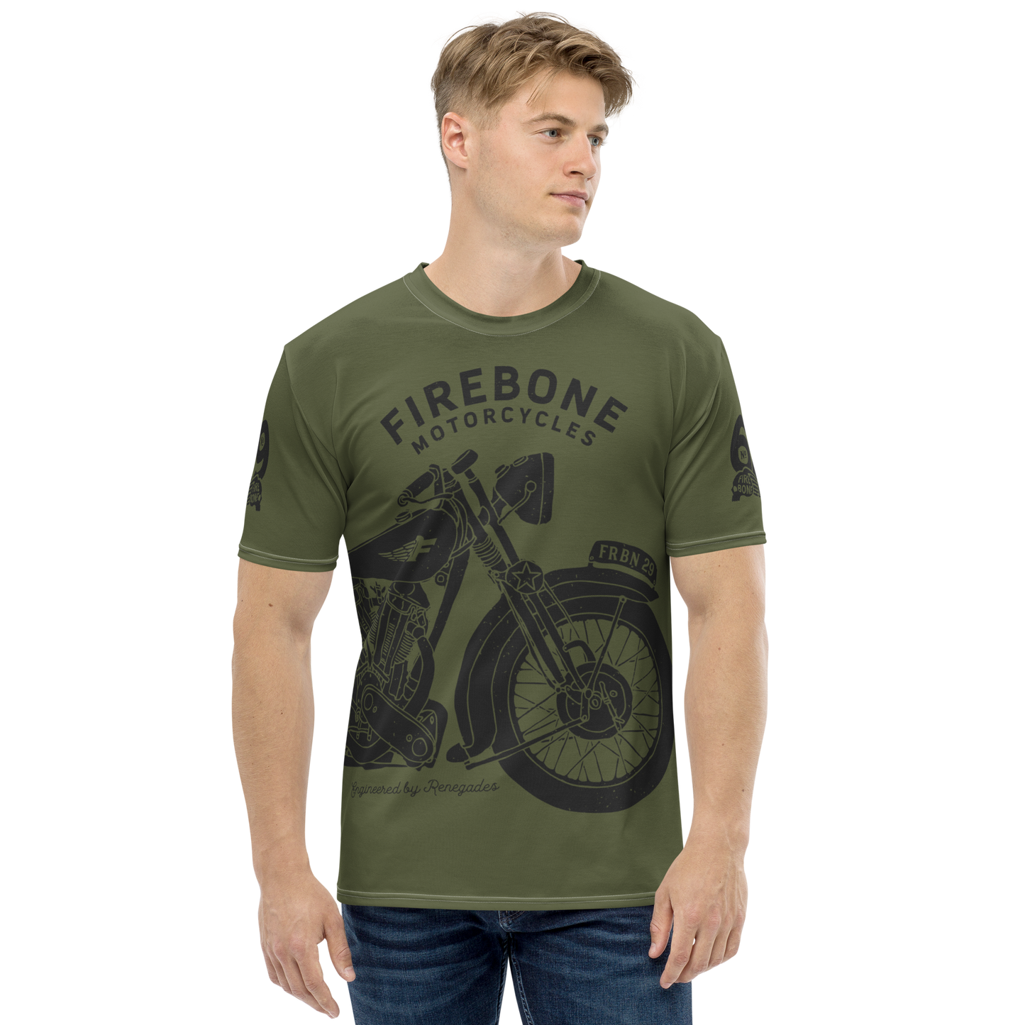 2962 Vintage Motorcycle T-shirt Dark Grey on Saratoga Green