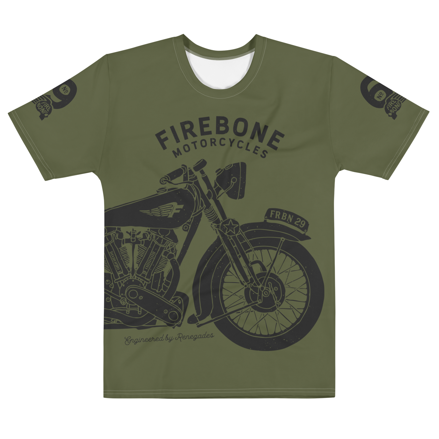 2962 Vintage Motorcycle T-shirt Dark Grey on Saratoga Green