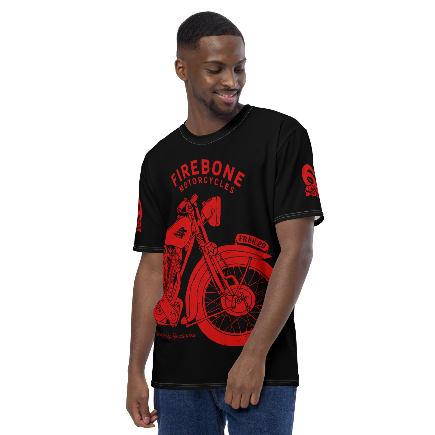 2962 Vintage Motorcycle t-shirt Red on Black