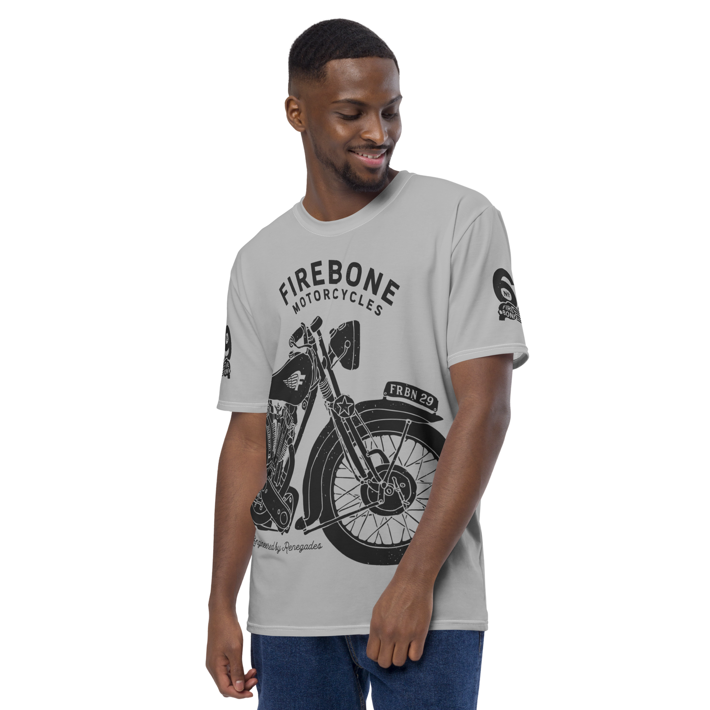 2962 Vintage Motorcycle t-shirt Dark Grey on Silver
