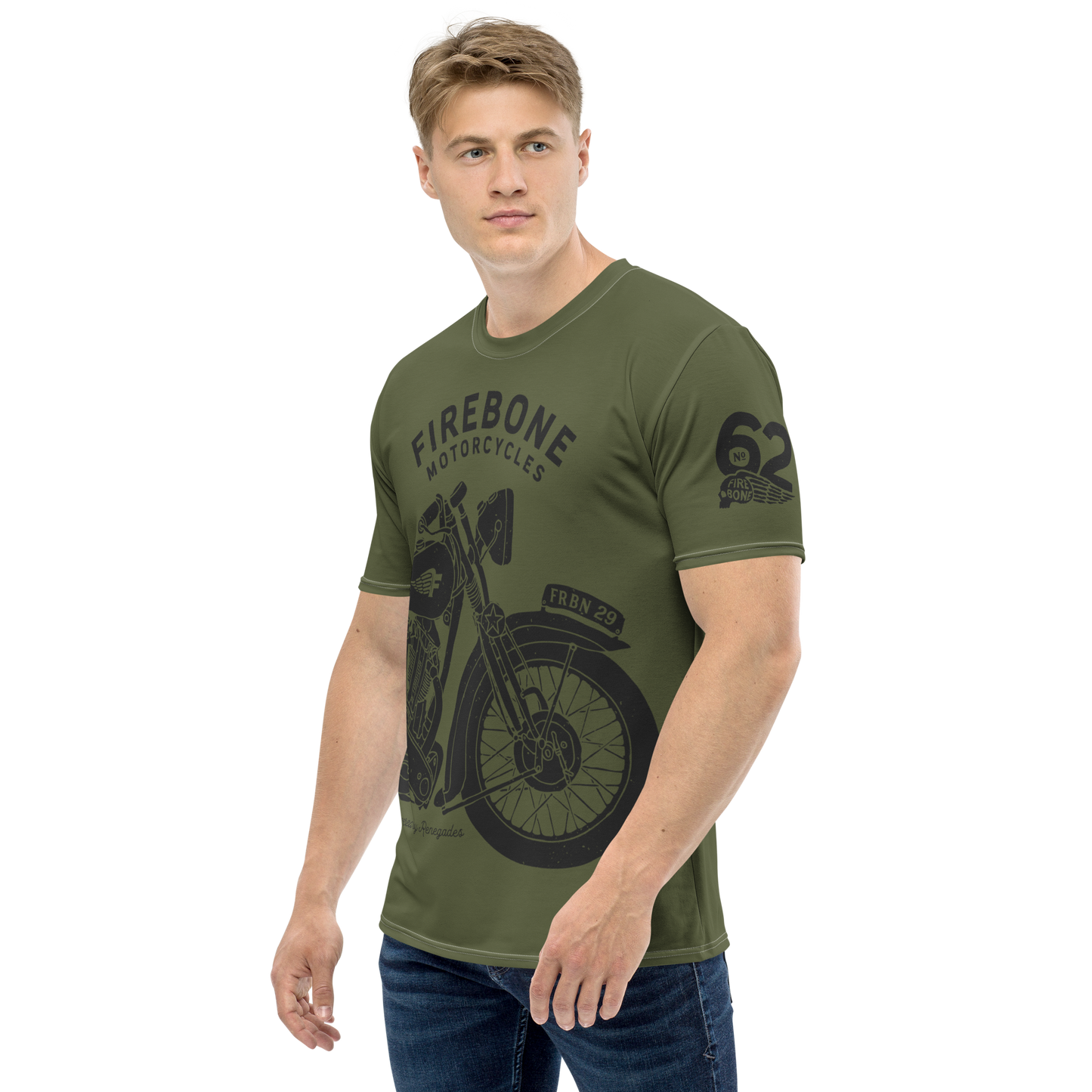2962 Vintage Motorcycle T-shirt Dark Grey on Saratoga Green