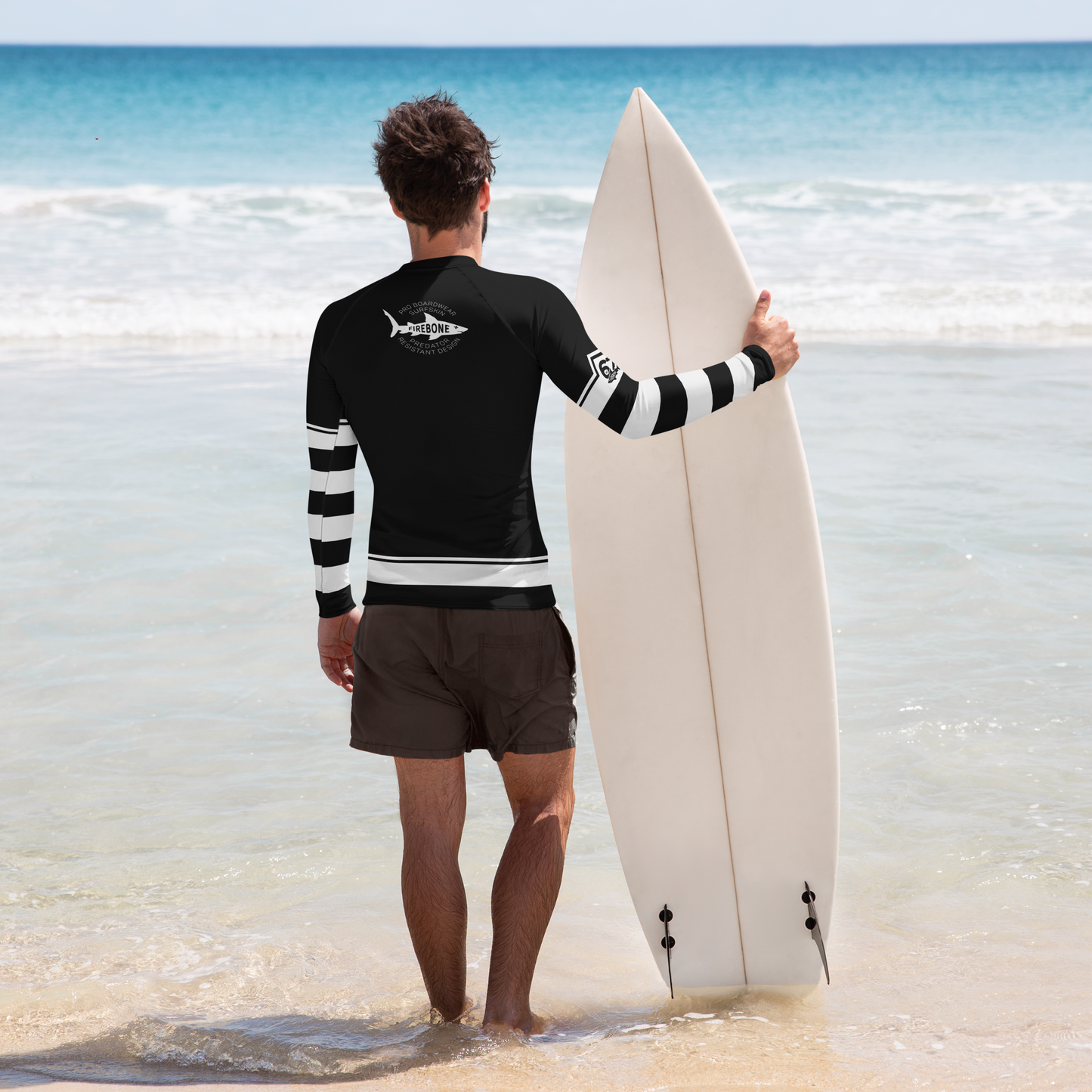 Men's Surf Skin Grey on Black Rash Guard