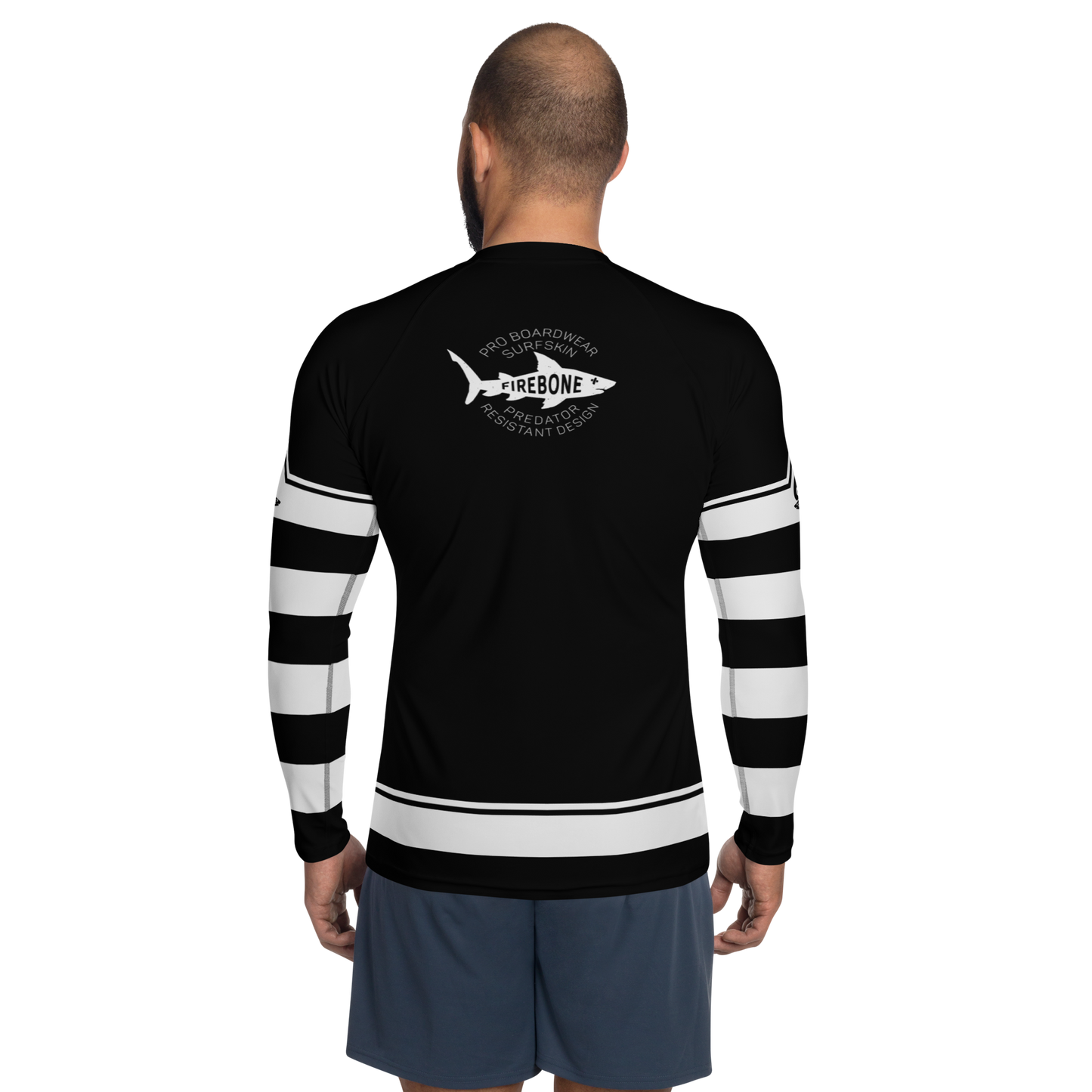 Men's Surf Skin Grey on Black Rash Guard
