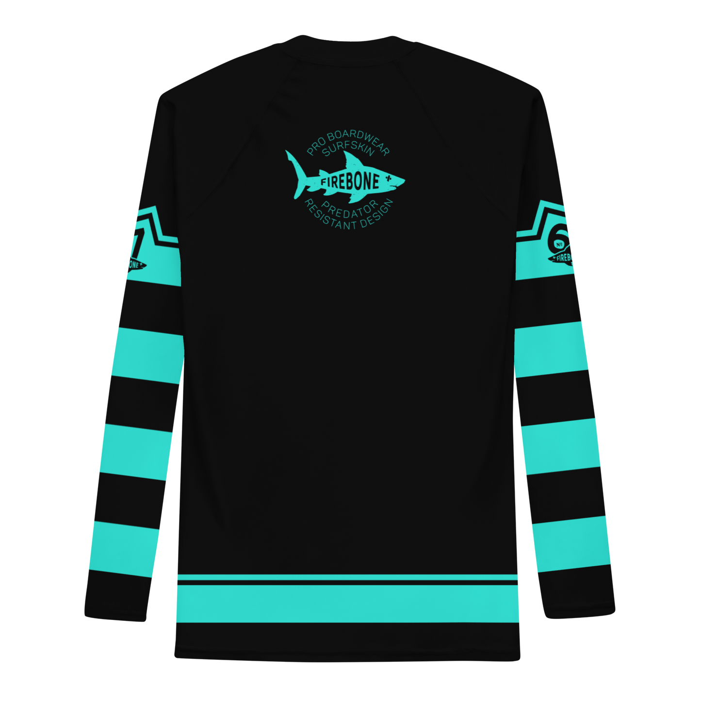Men's Surf Skin Mint Blue on Black Rash Guard