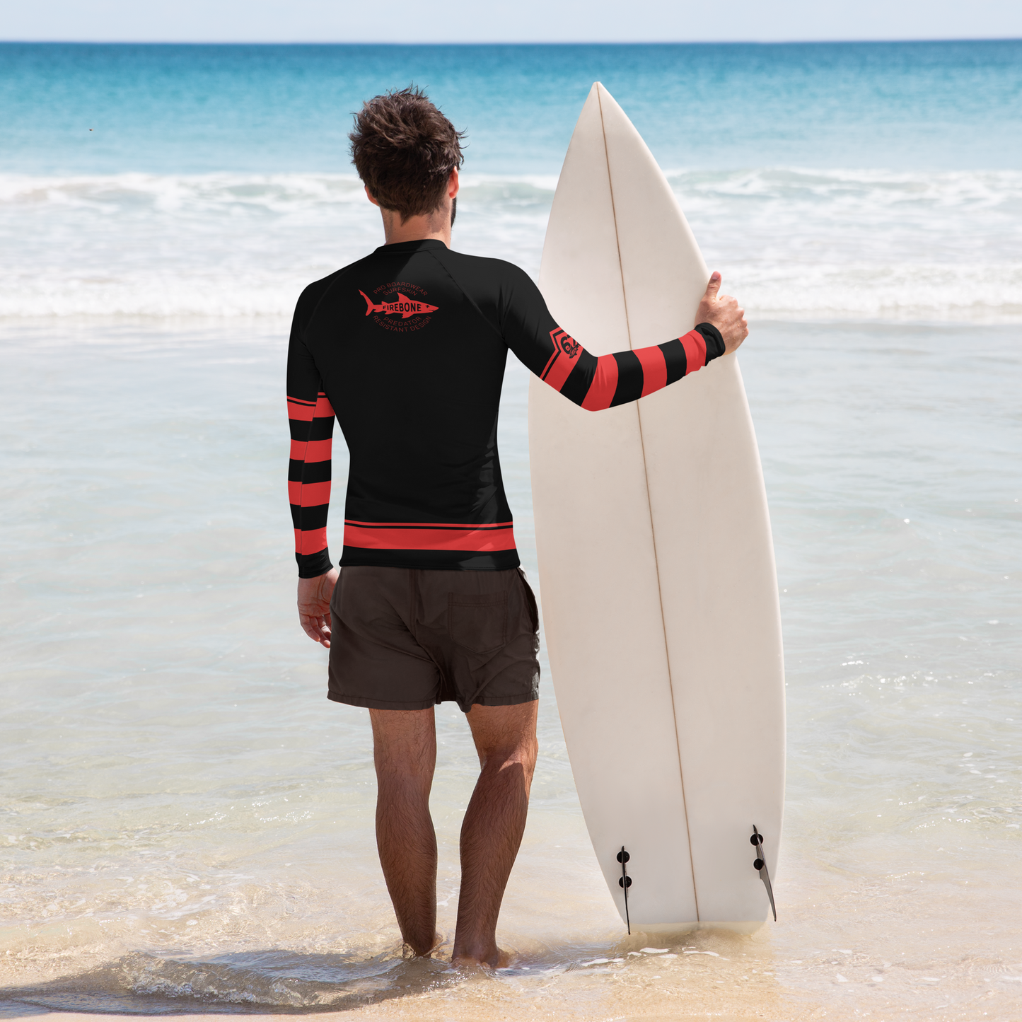 Men's Surf Skin Red on Black Rash Guard