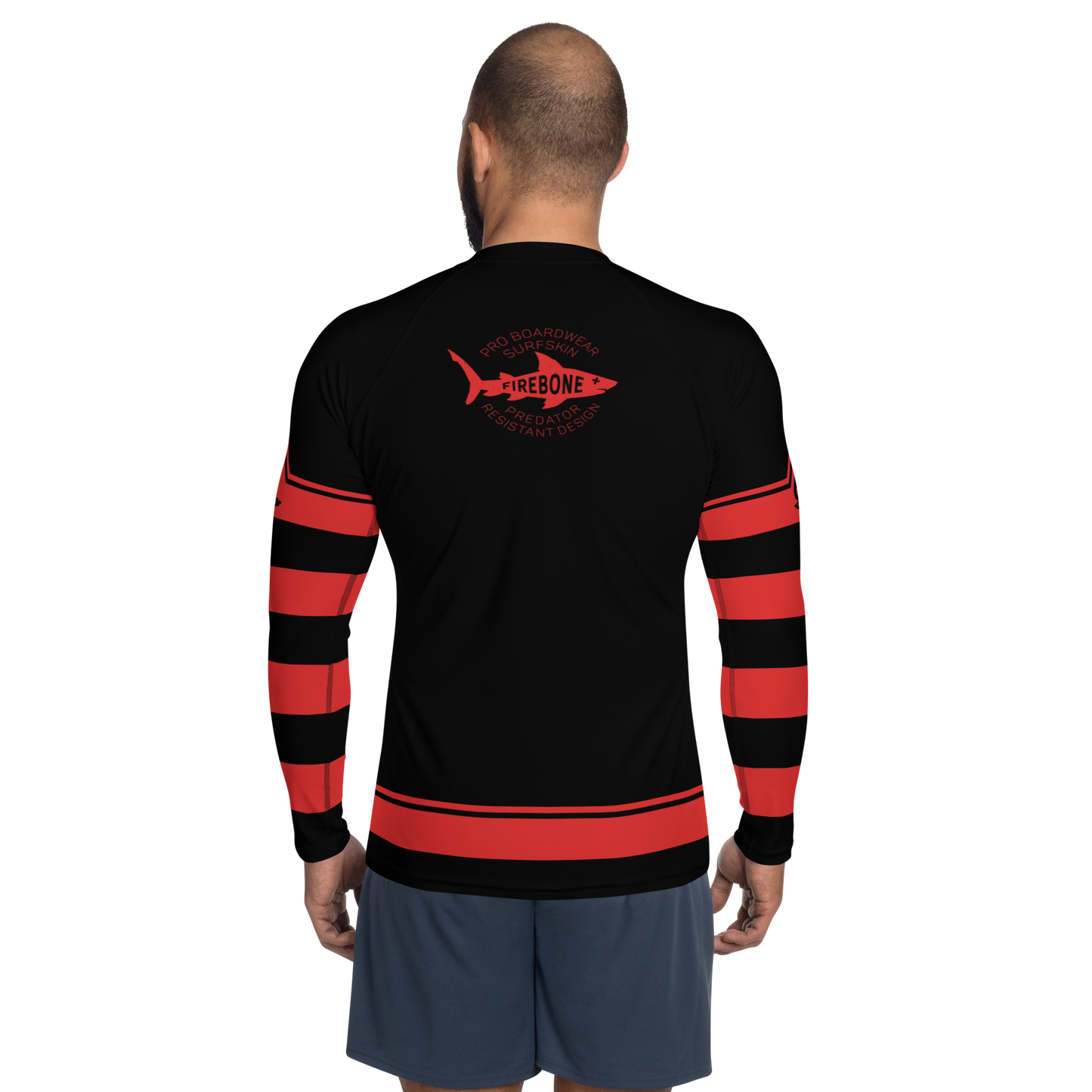 Men's Surf Skin Red on Black Rash Guard