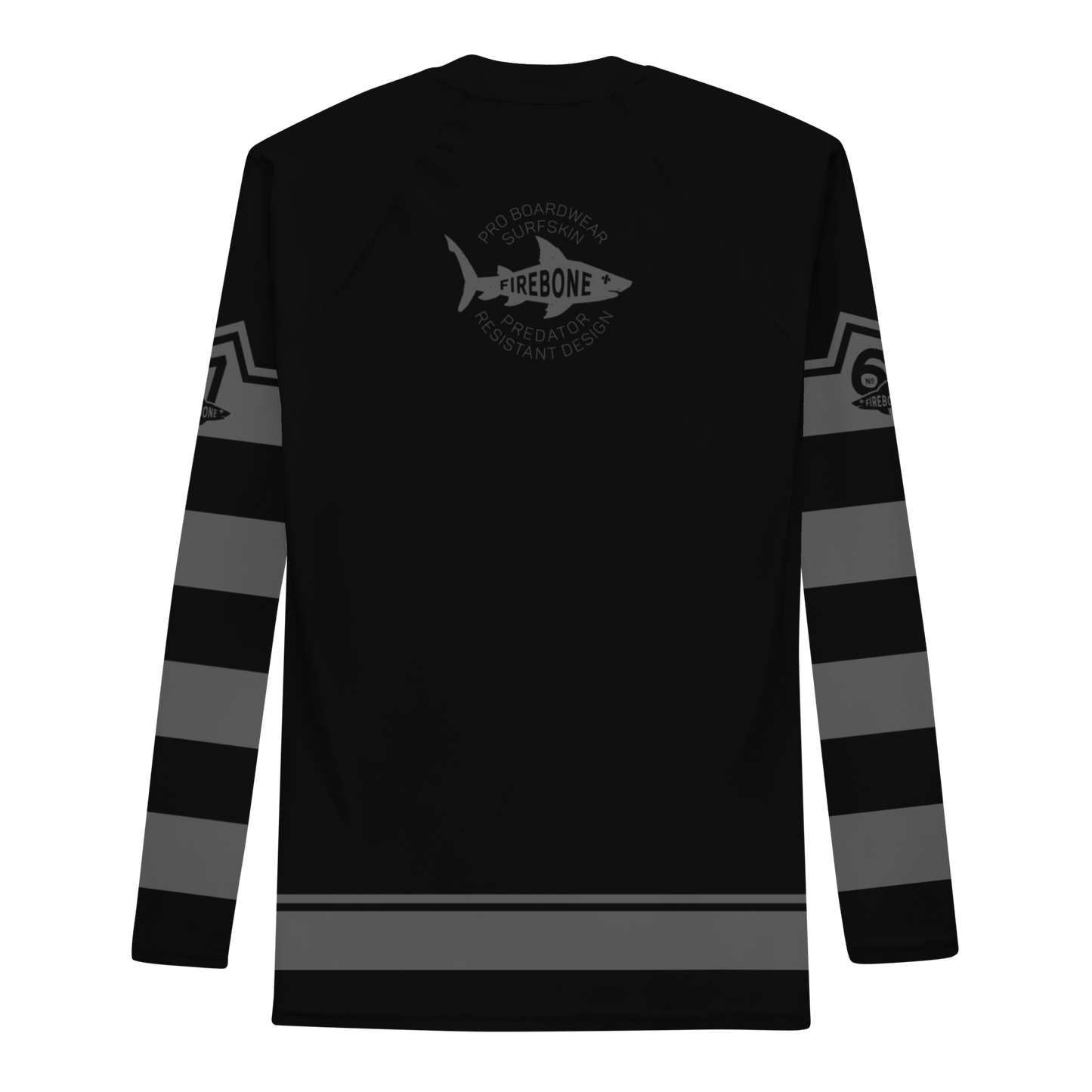 Men's Surf Skin Dark Grey on Black Rash Guard