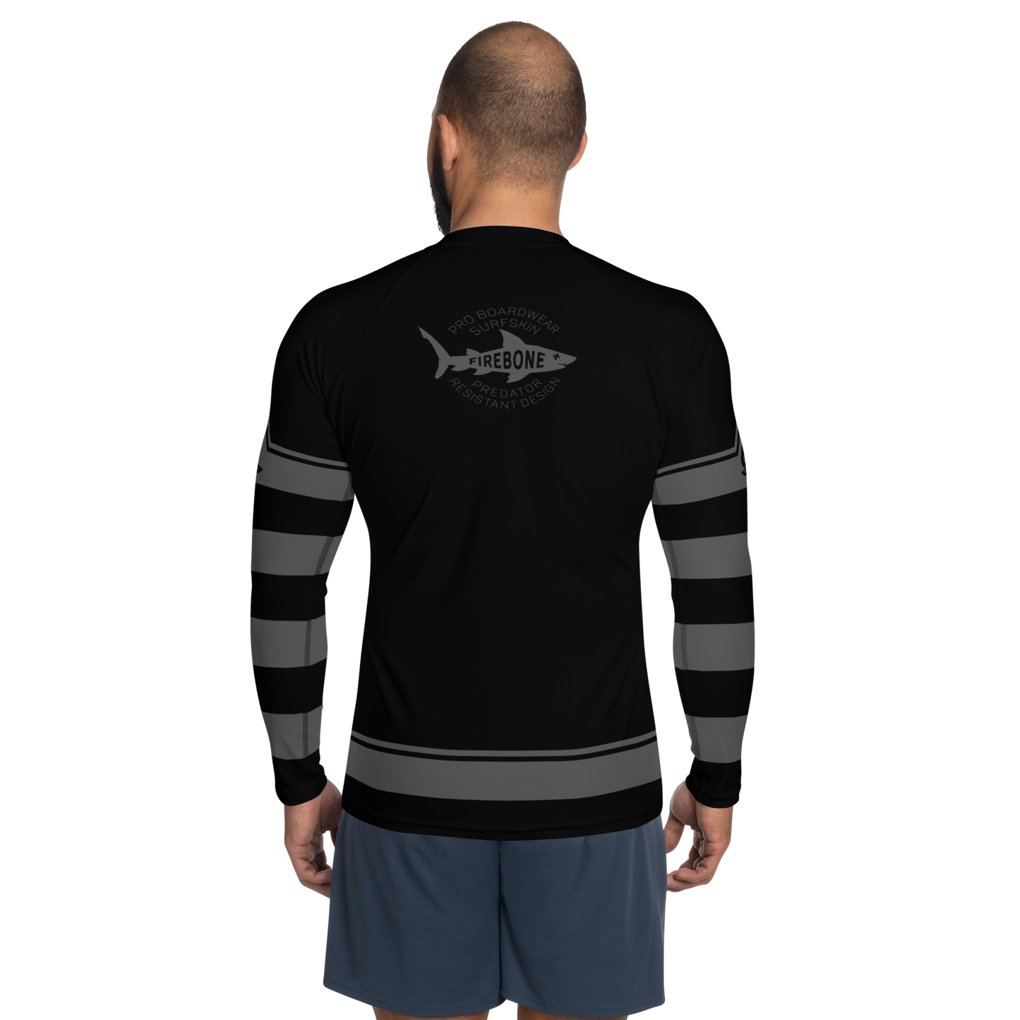 Men's Surf Skin Dark Grey on Black Rash Guard