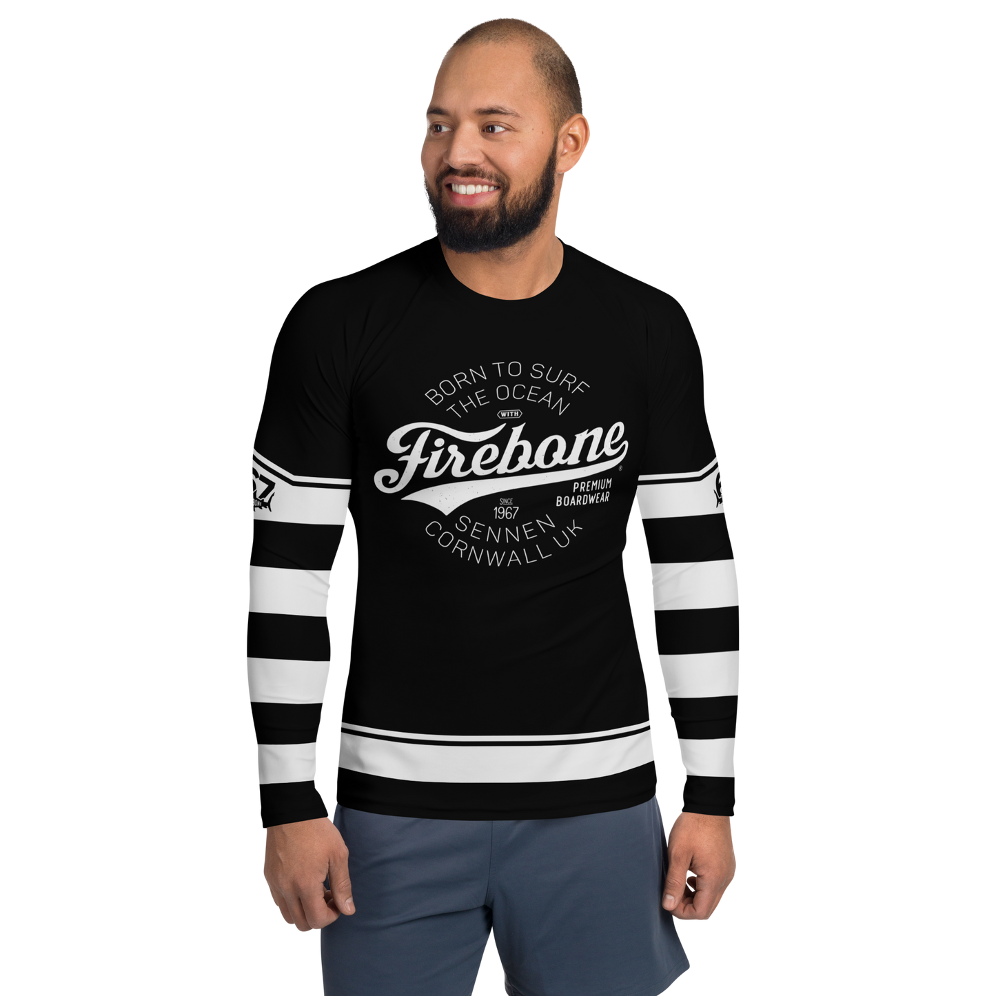 Men's Surf Skin Grey on Black Rash Guard