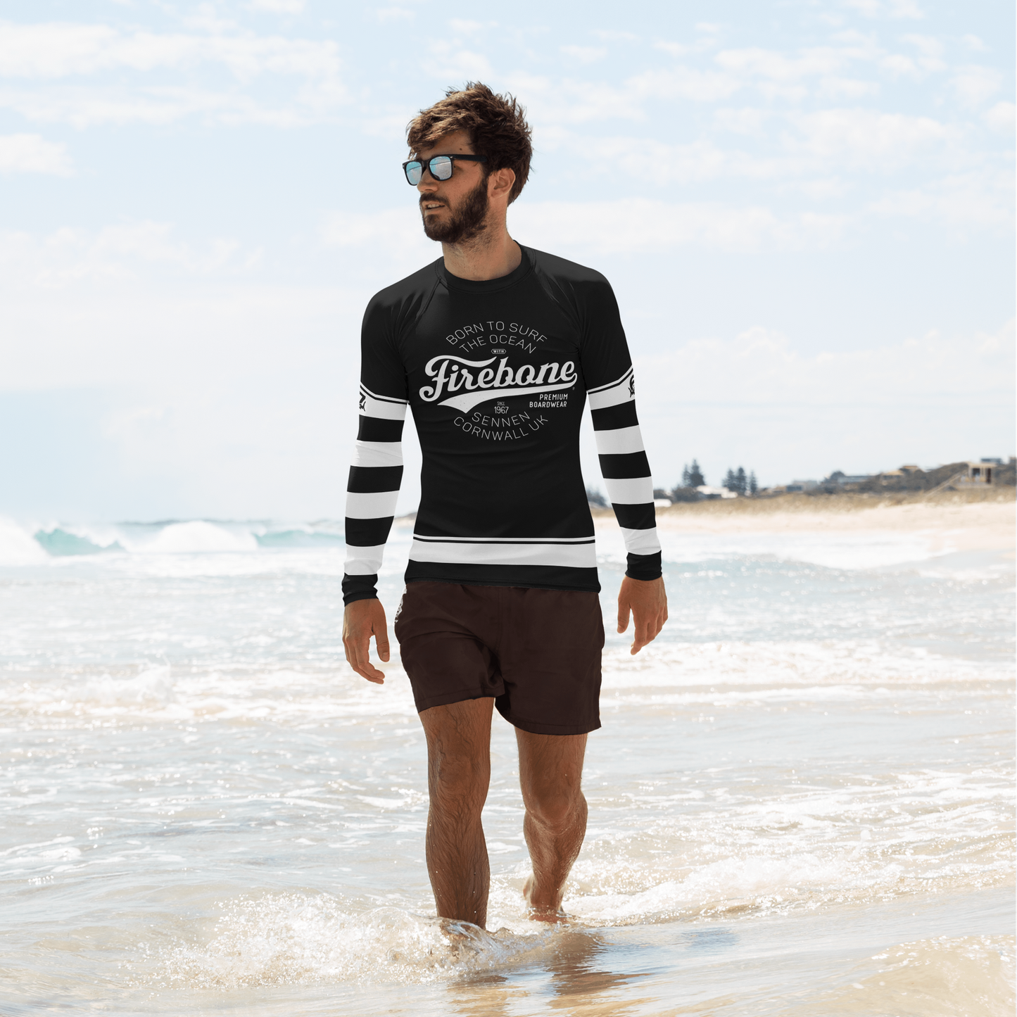 Men's Surf Skin Grey on Black Rash Guard