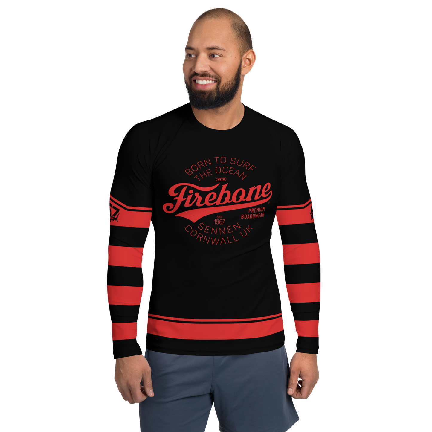 Men's Surf Skin Red on Black Rash Guard