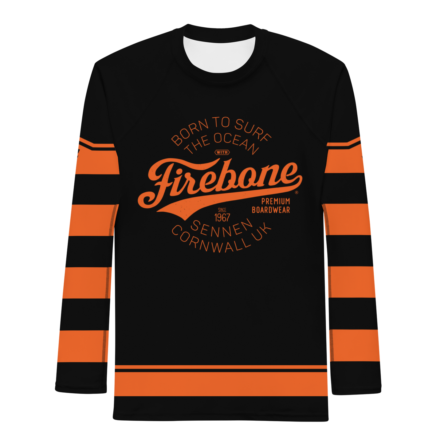 Men's Surf Skin Orange on Black Rash Guard