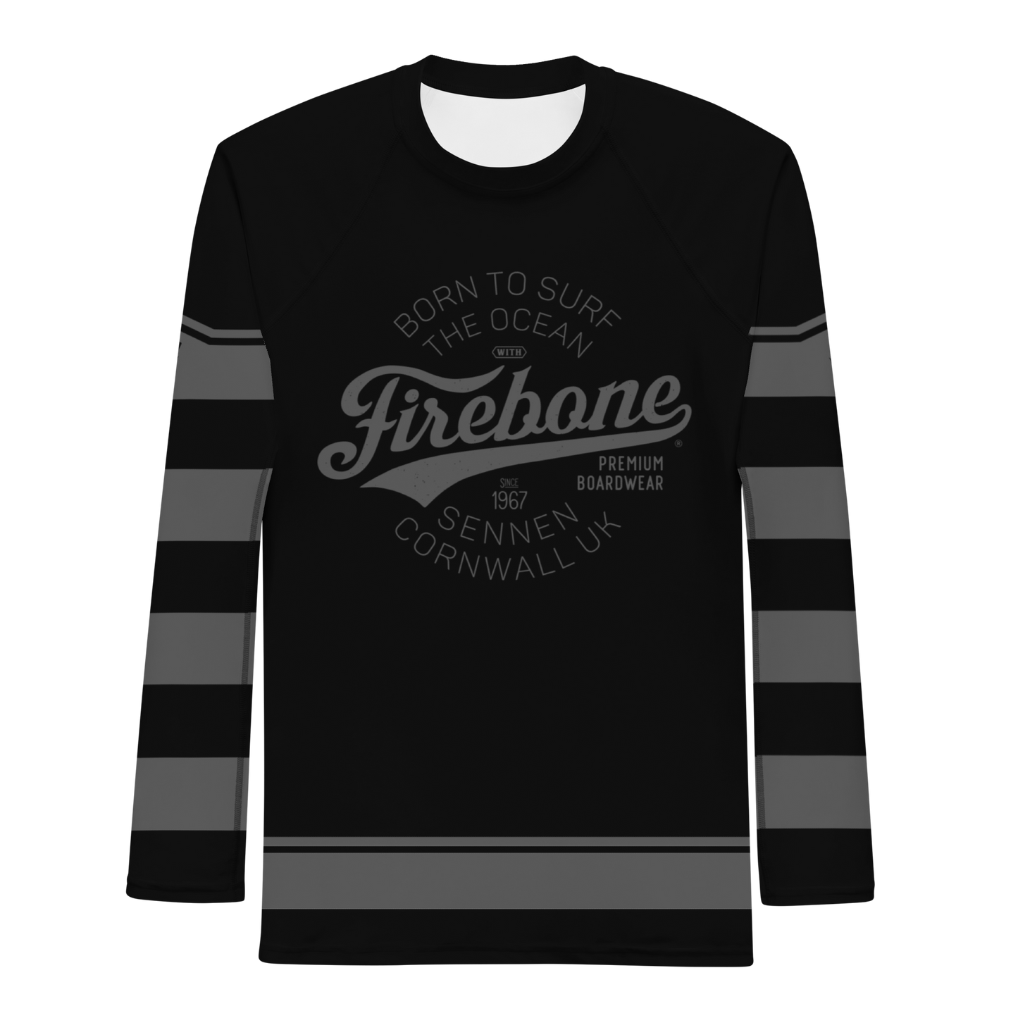 Men's Surf Skin Dark Grey on Black Rash Guard