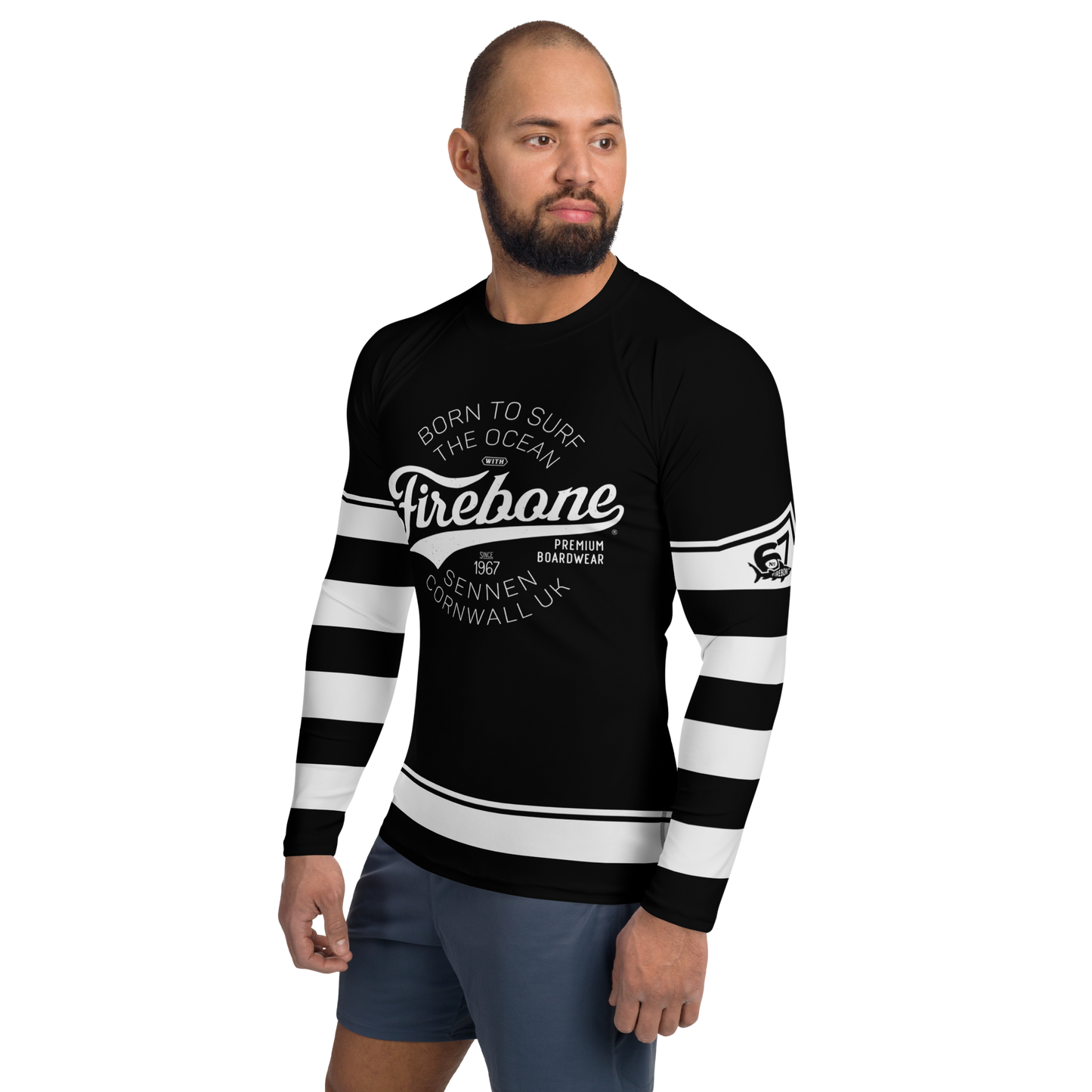 Men's Surf Skin Grey on Black Rash Guard