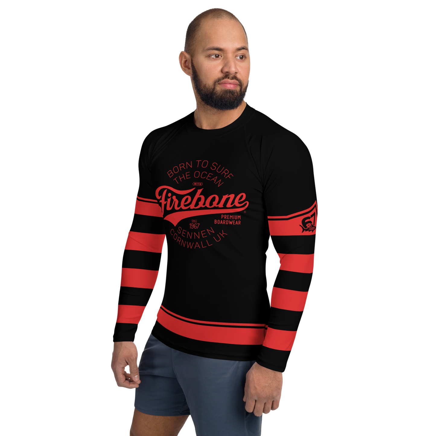 Men's Surf Skin Red on Black Rash Guard