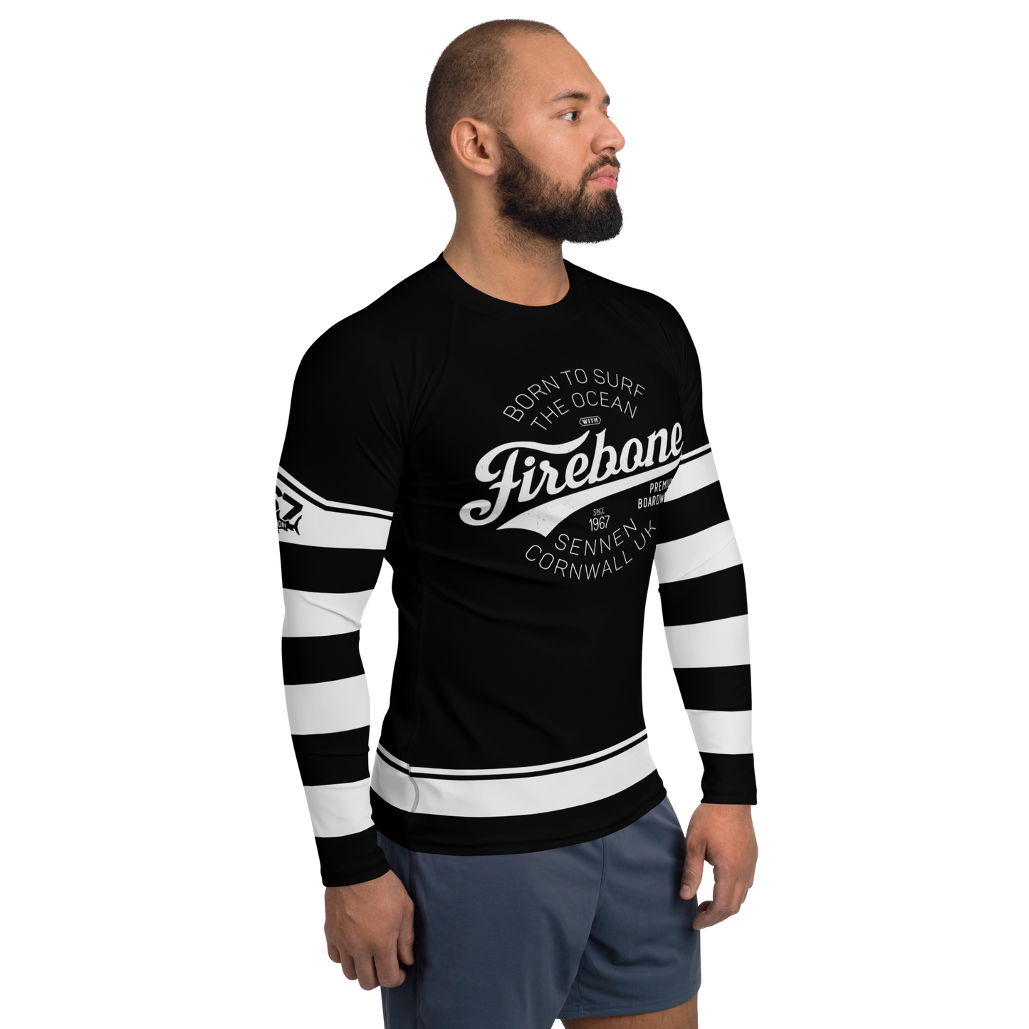 Men's Surf Skin Grey on Black Rash Guard