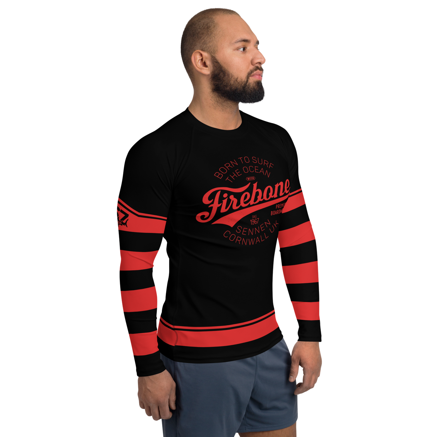 Men's Surf Skin Red on Black Rash Guard