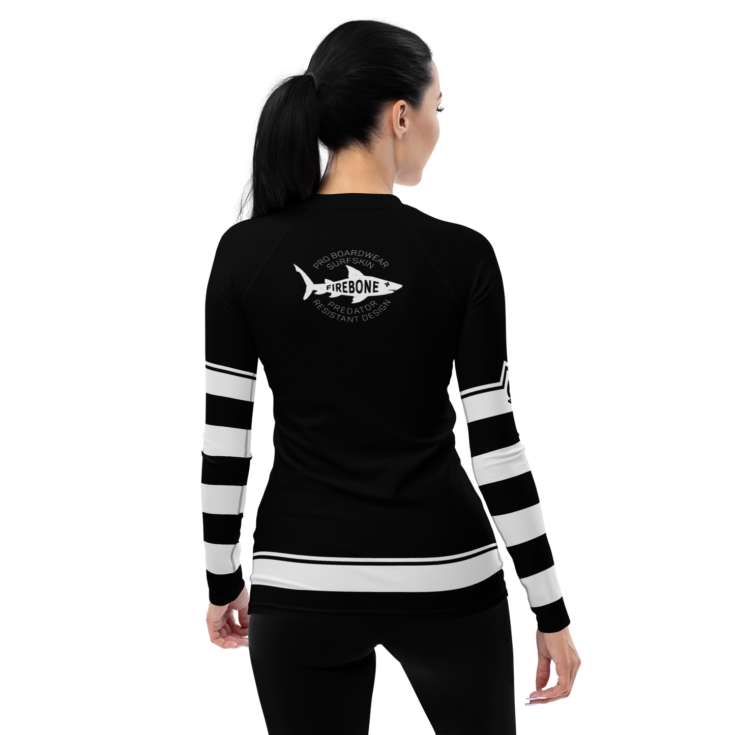 Women's Surf Skin Grey on Black Rash Guard
