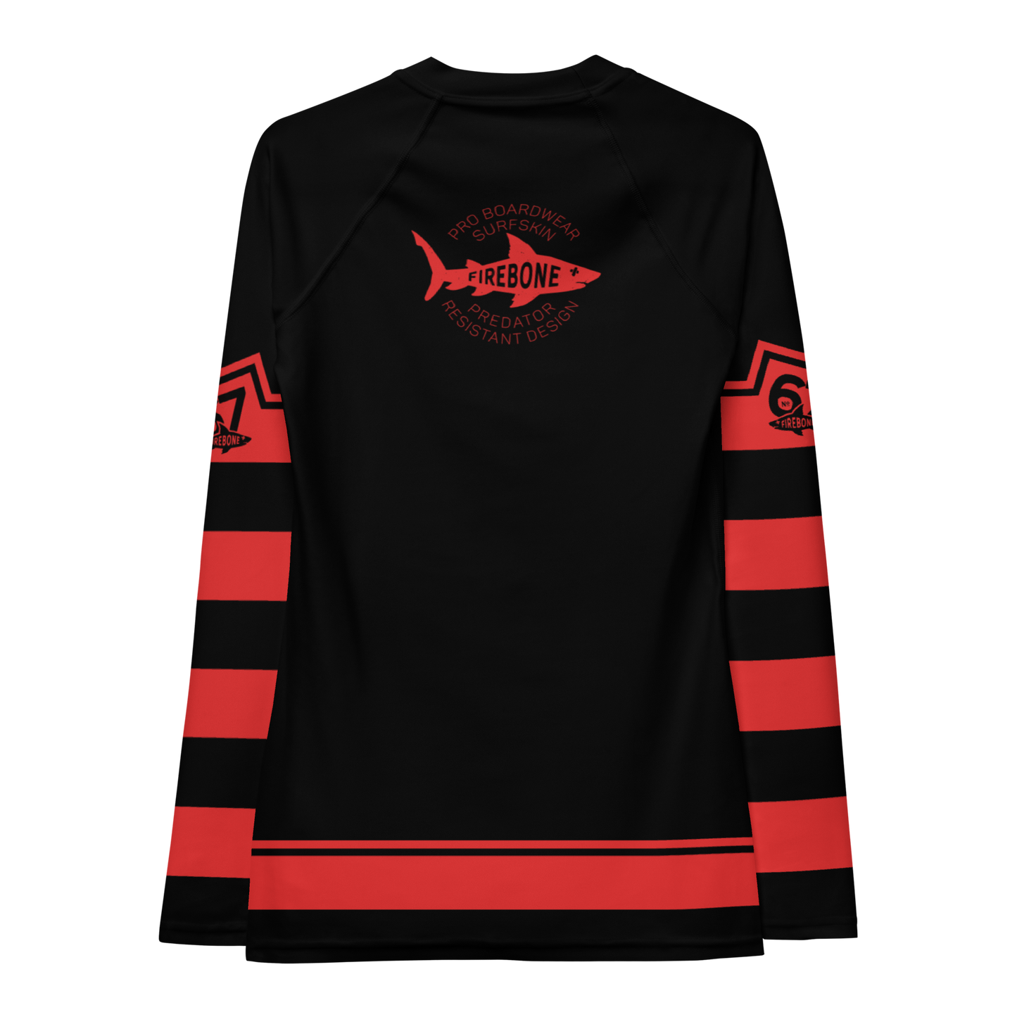 Women's Surf Skin Red on Black Rash Guard