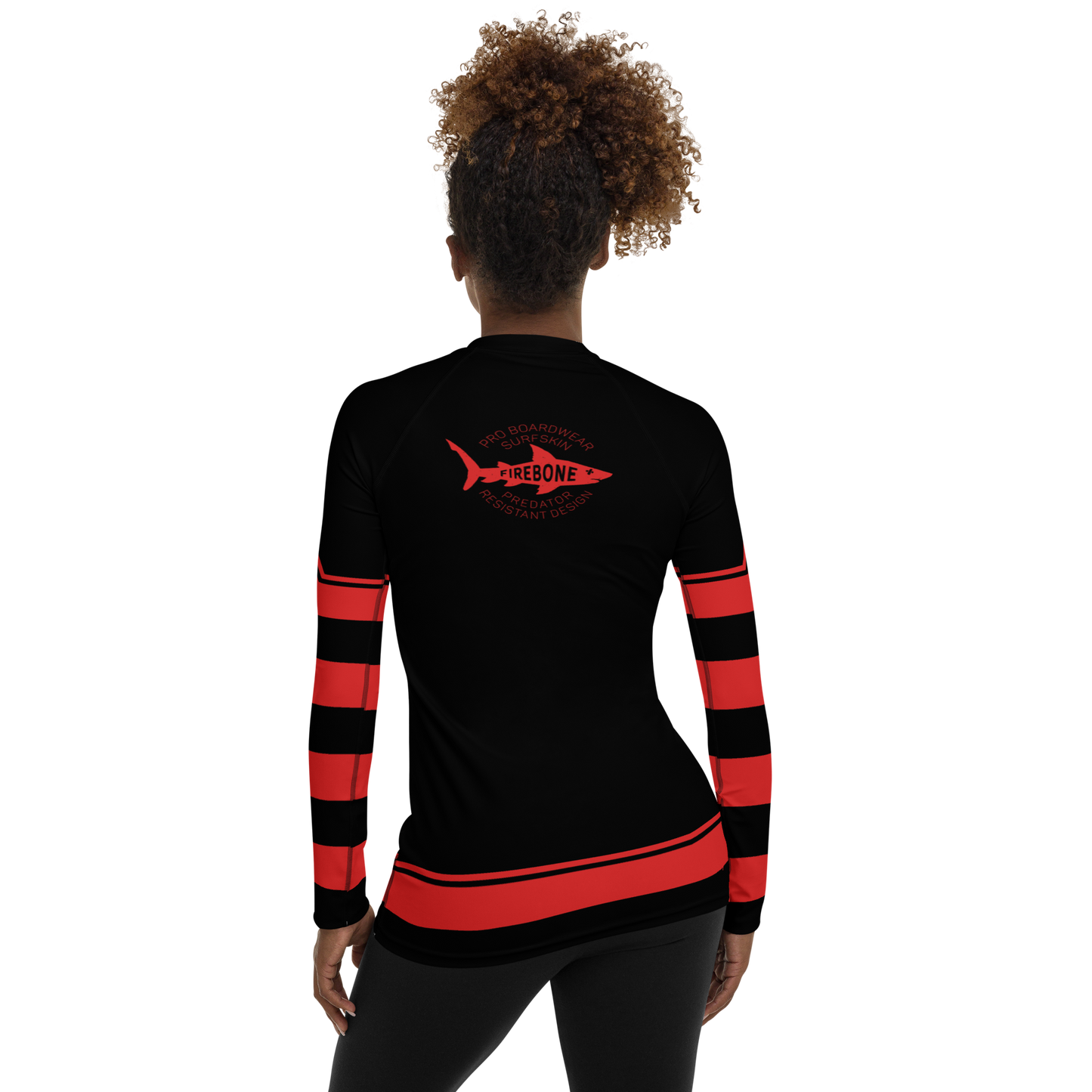 Women's Surf Skin Red on Black Rash Guard