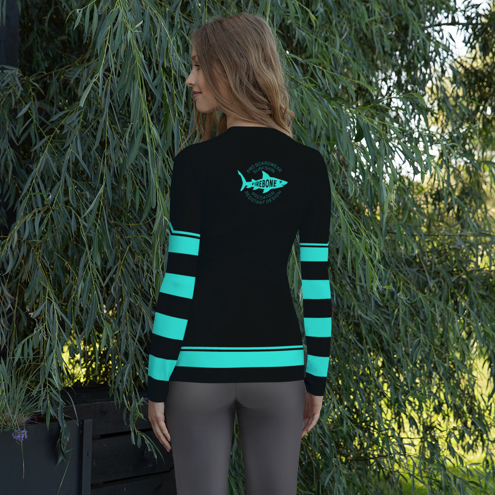 Women's Surf Skin Mint Blue Rash Guard