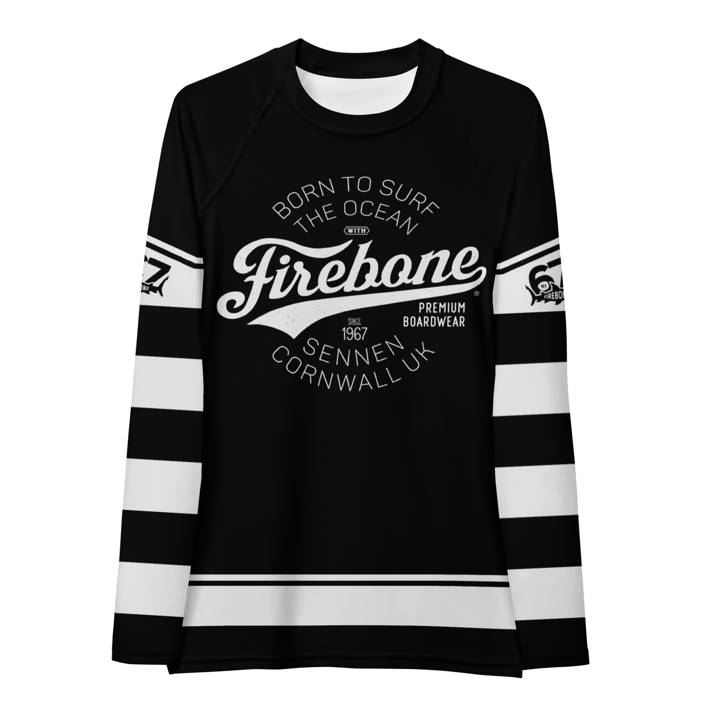 Women's Surf Skin Grey on Black Rash Guard