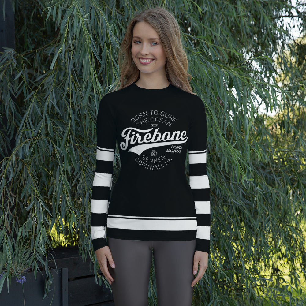 Women's Surf Skin Grey on Black Rash Guard