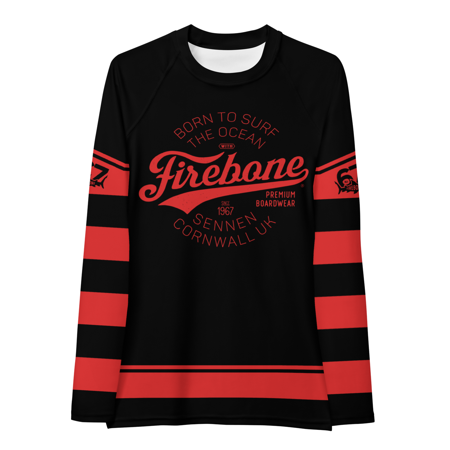 Women's Surf Skin Red on Black Rash Guard