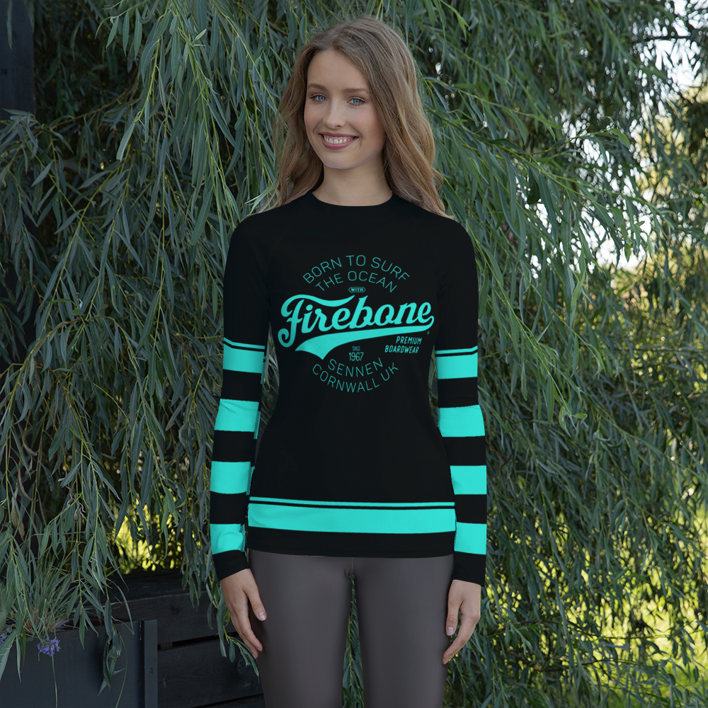 Women's Surf Skin Mint Blue Rash Guard