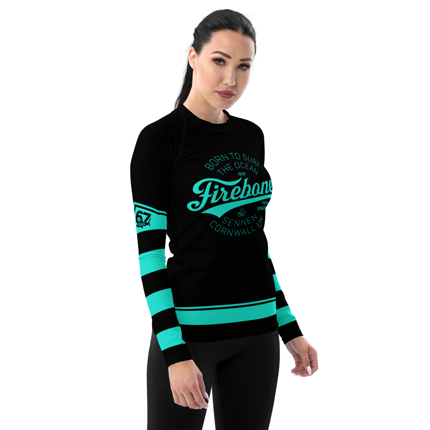 Women's Surf Skin Mint Blue Rash Guard