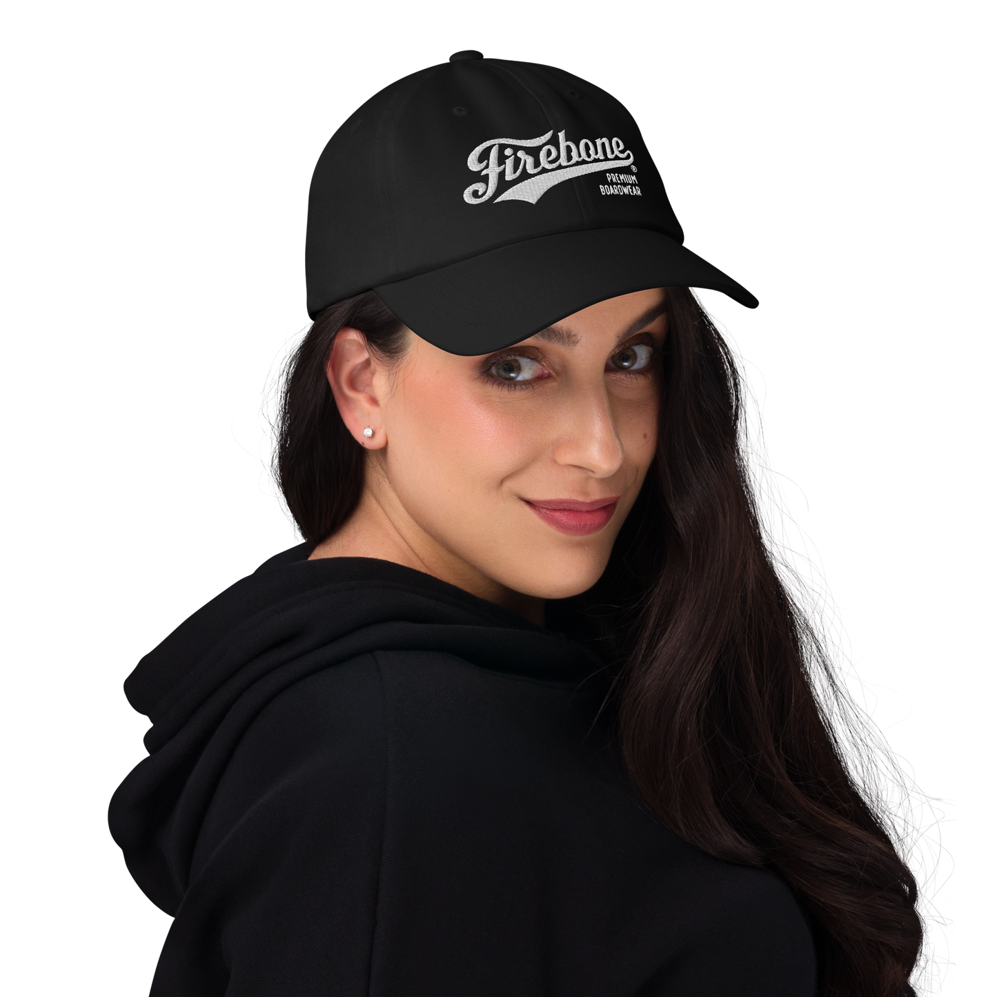 Black Firebone Swish Logo Baseball Cap