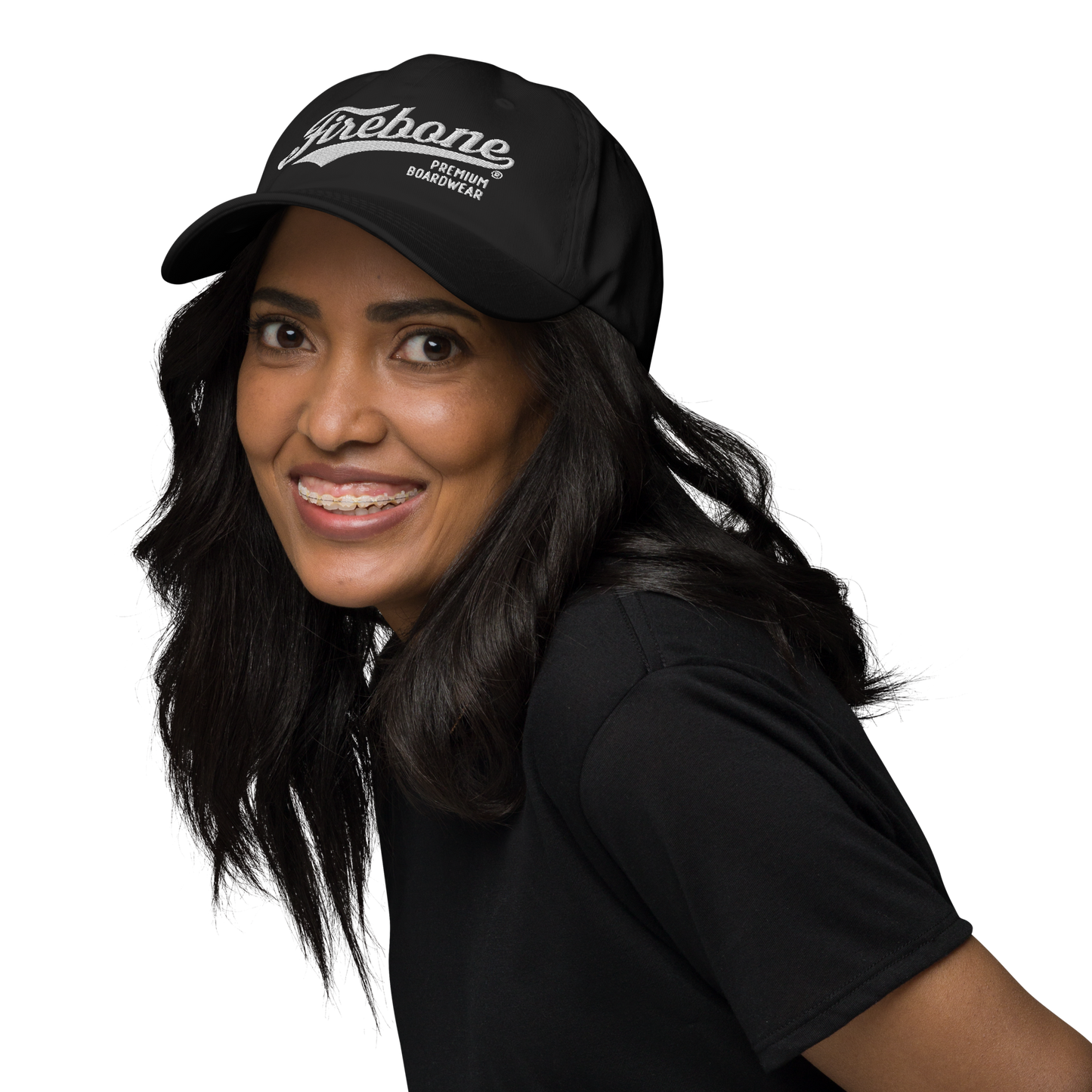 Black Firebone Swish Logo Baseball Cap