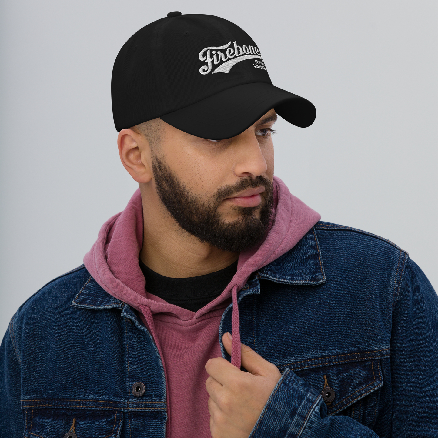 Black Firebone Swish Logo Baseball Cap