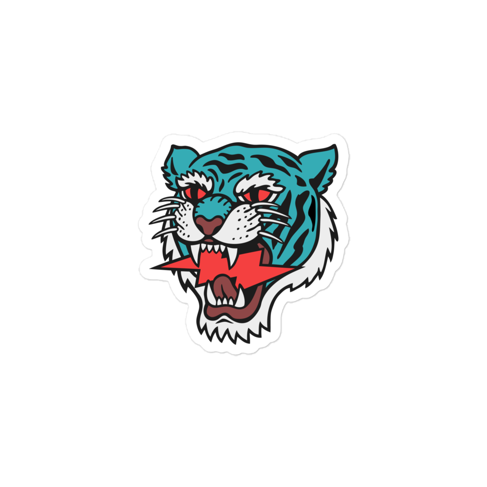 Iconic Blue Green Lightning Strike Tiger Stickers