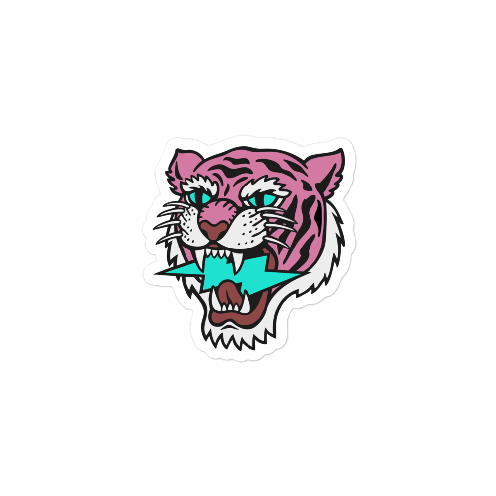 Iconic Pink Lightning Strike Tiger Stickers